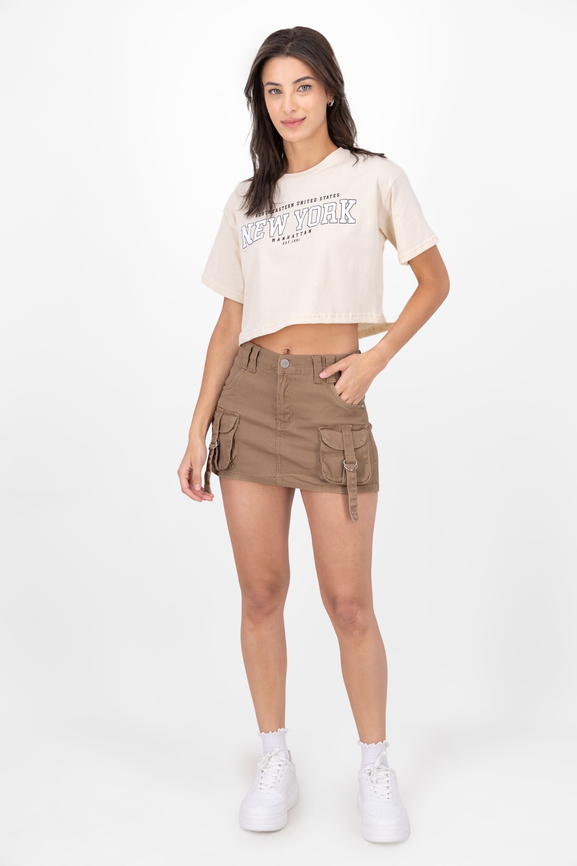 Falda Short Cargo 2 Bolsas KHAKI