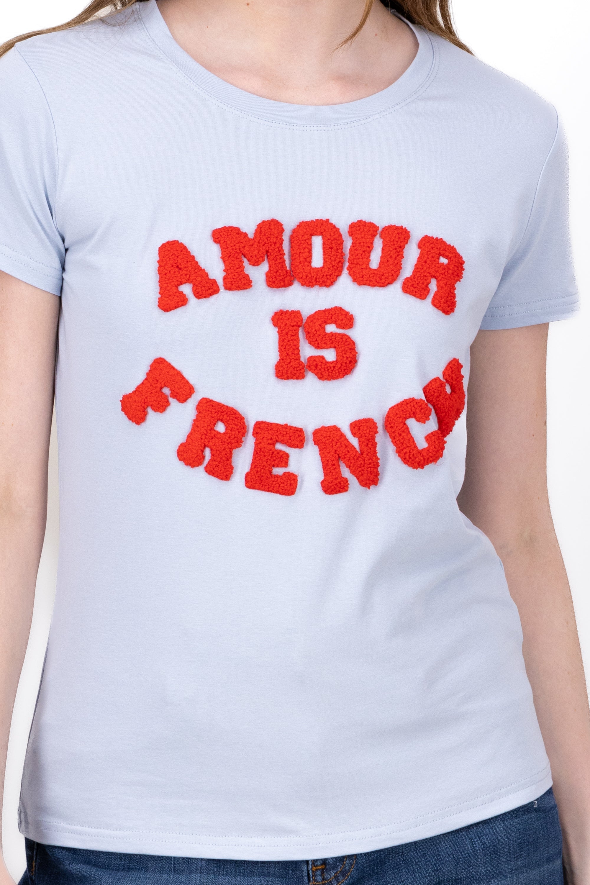 Playera Estampado Amour Is French AZUL