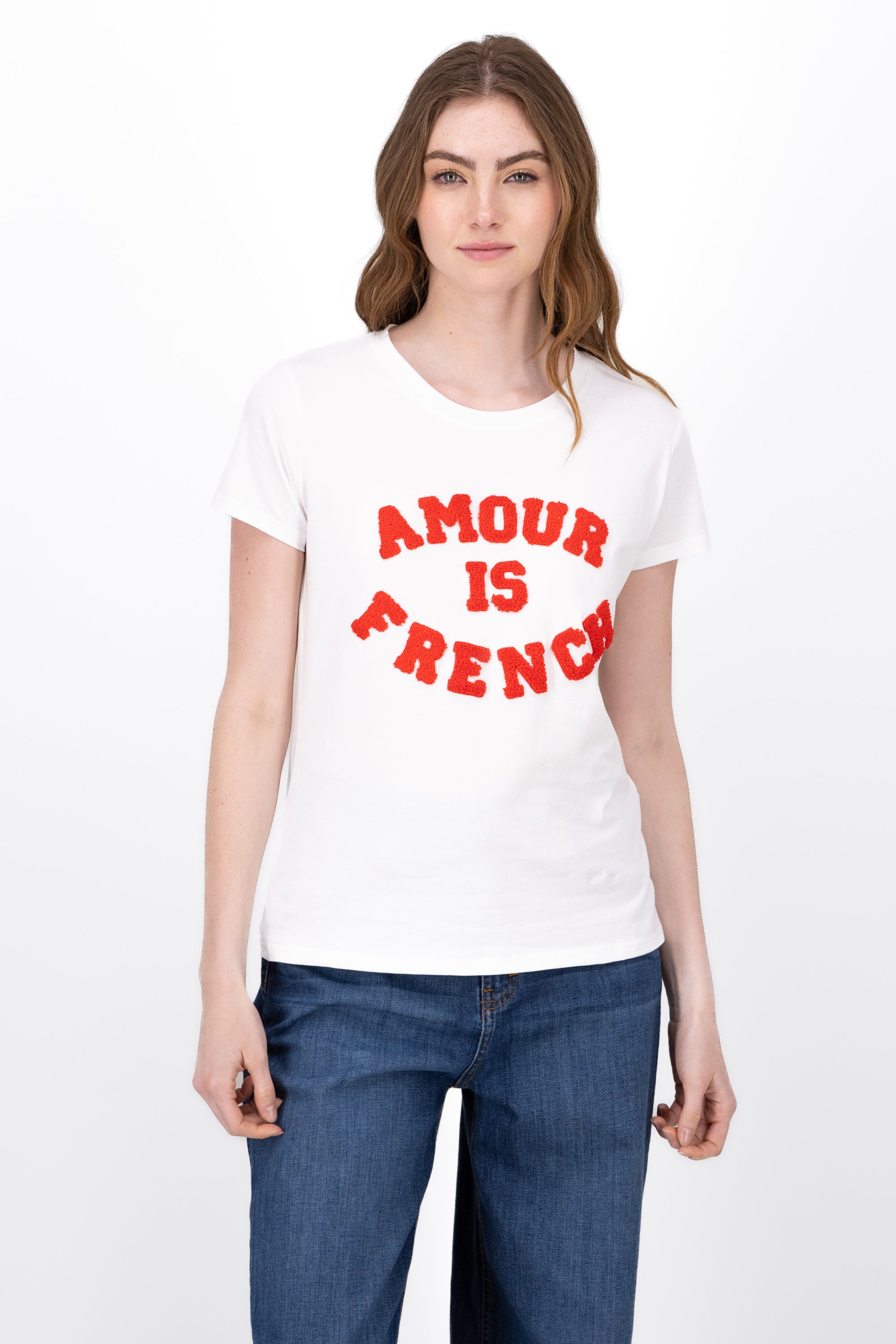 Playera Estampado Amour Is French BLANCO