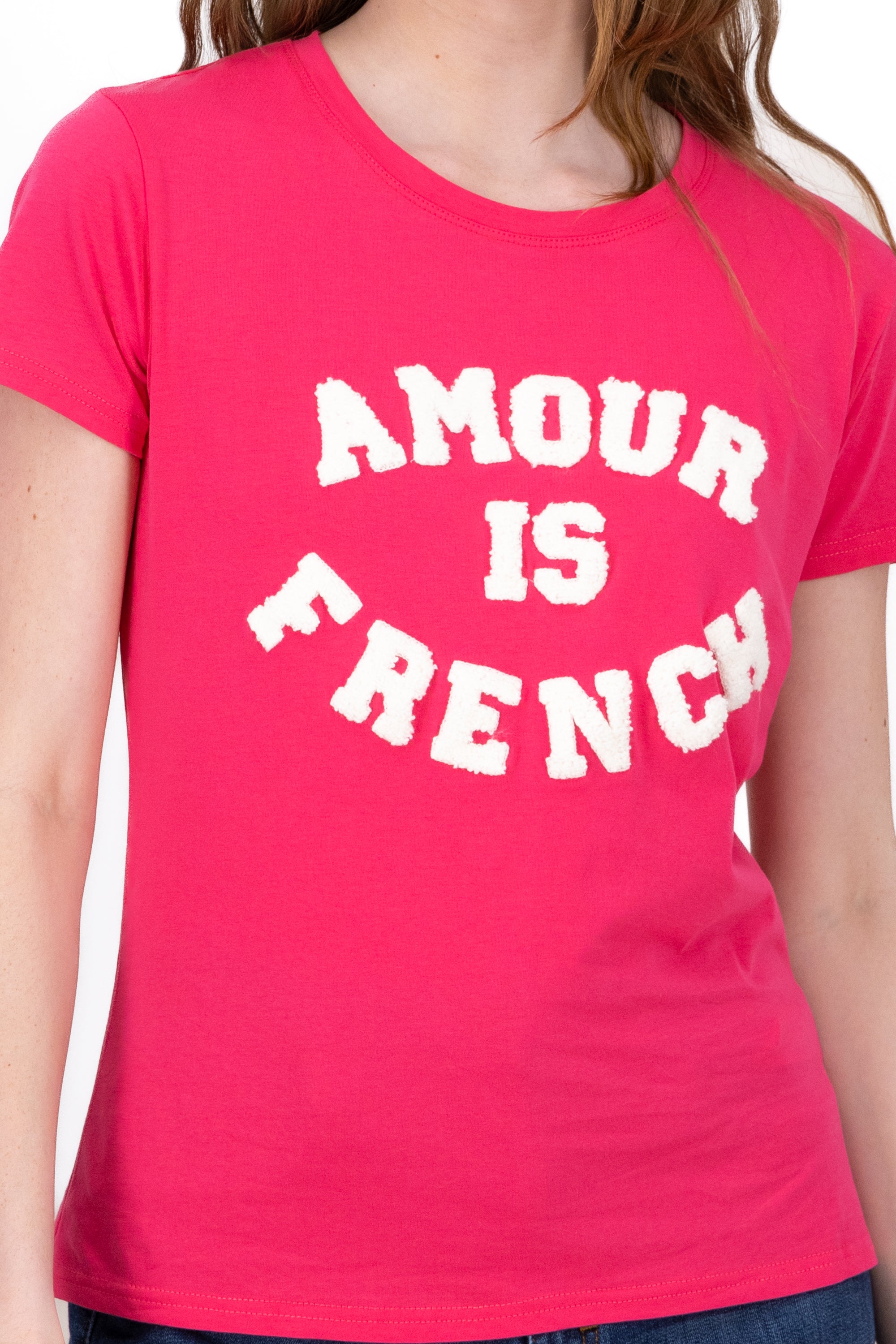 Playera Estampado Amour Is French ROSA