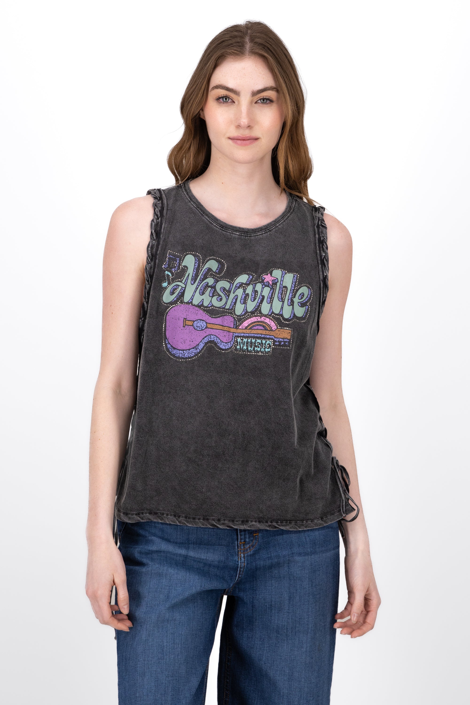 Top Acid Whas Estampado Nashville NEGRO