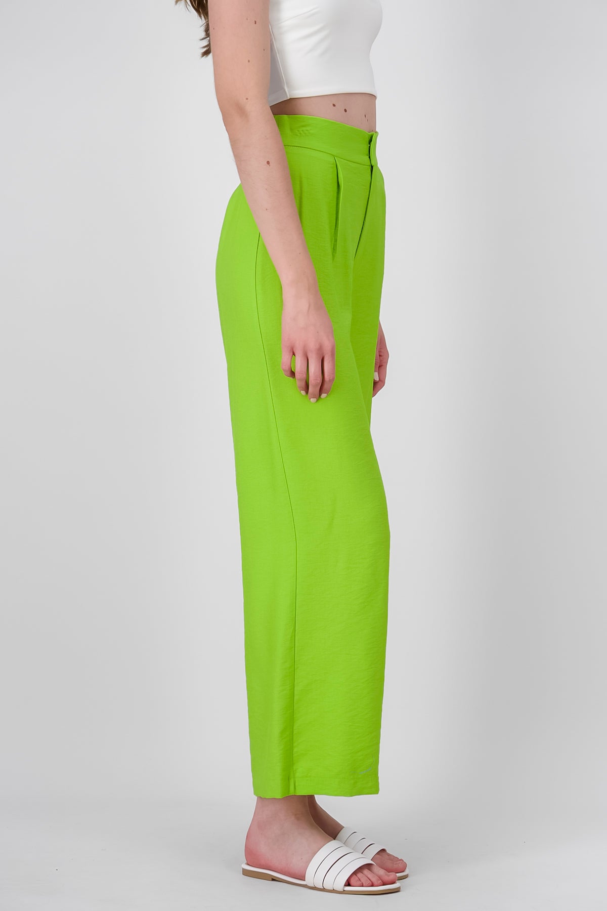 Pantalon fluido liso VERDE MANZANA