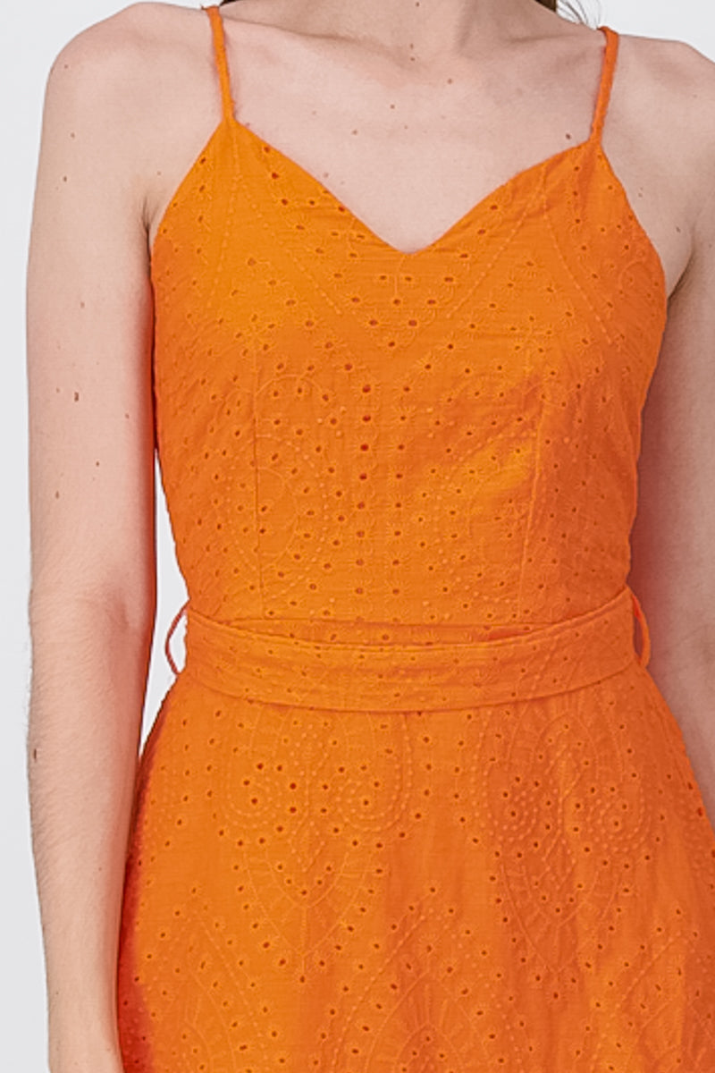 Vestido mini detalle moño textura NARANJA