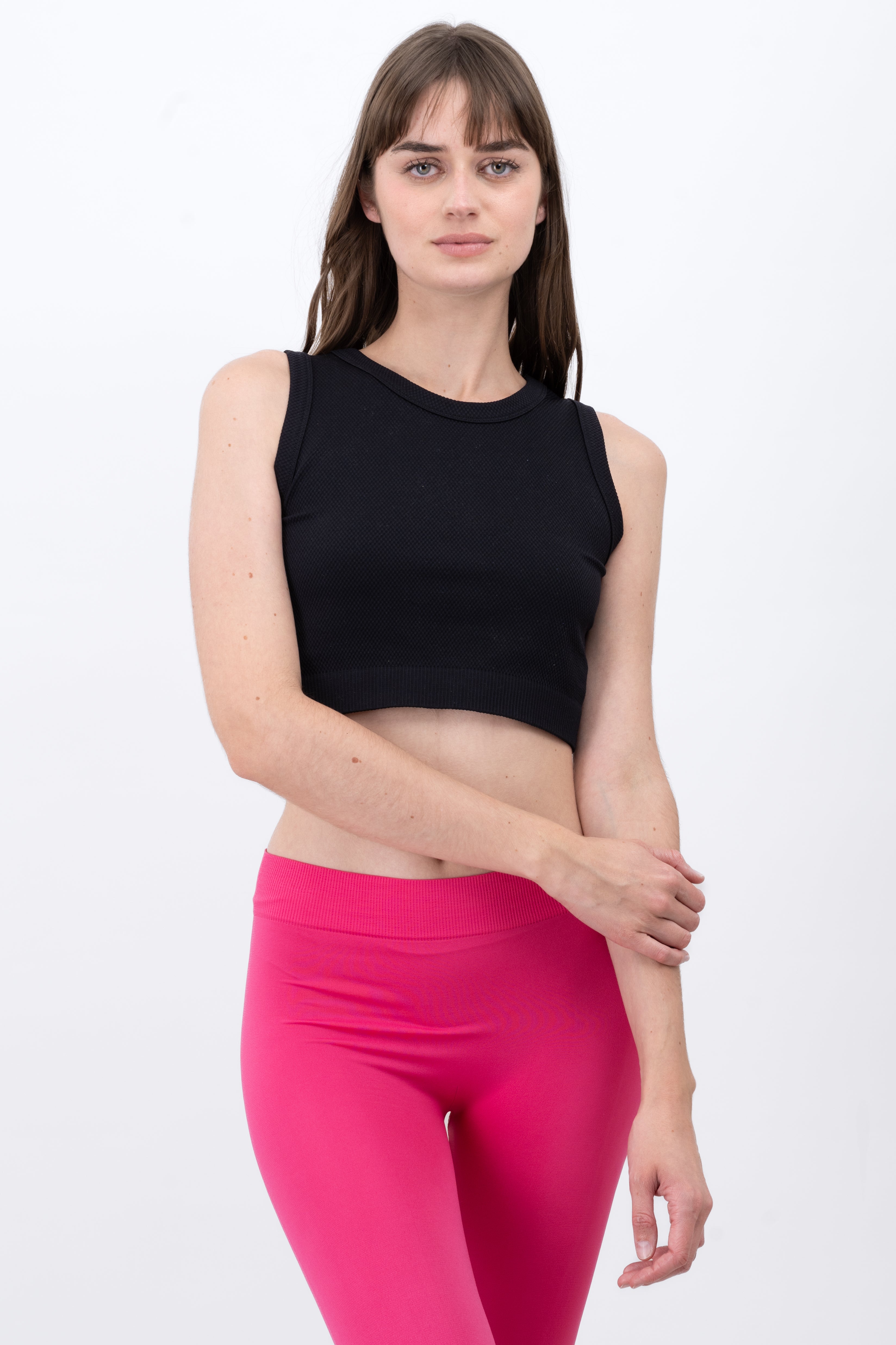 Top Seamless Con Textura Sin Mangas NEGRO