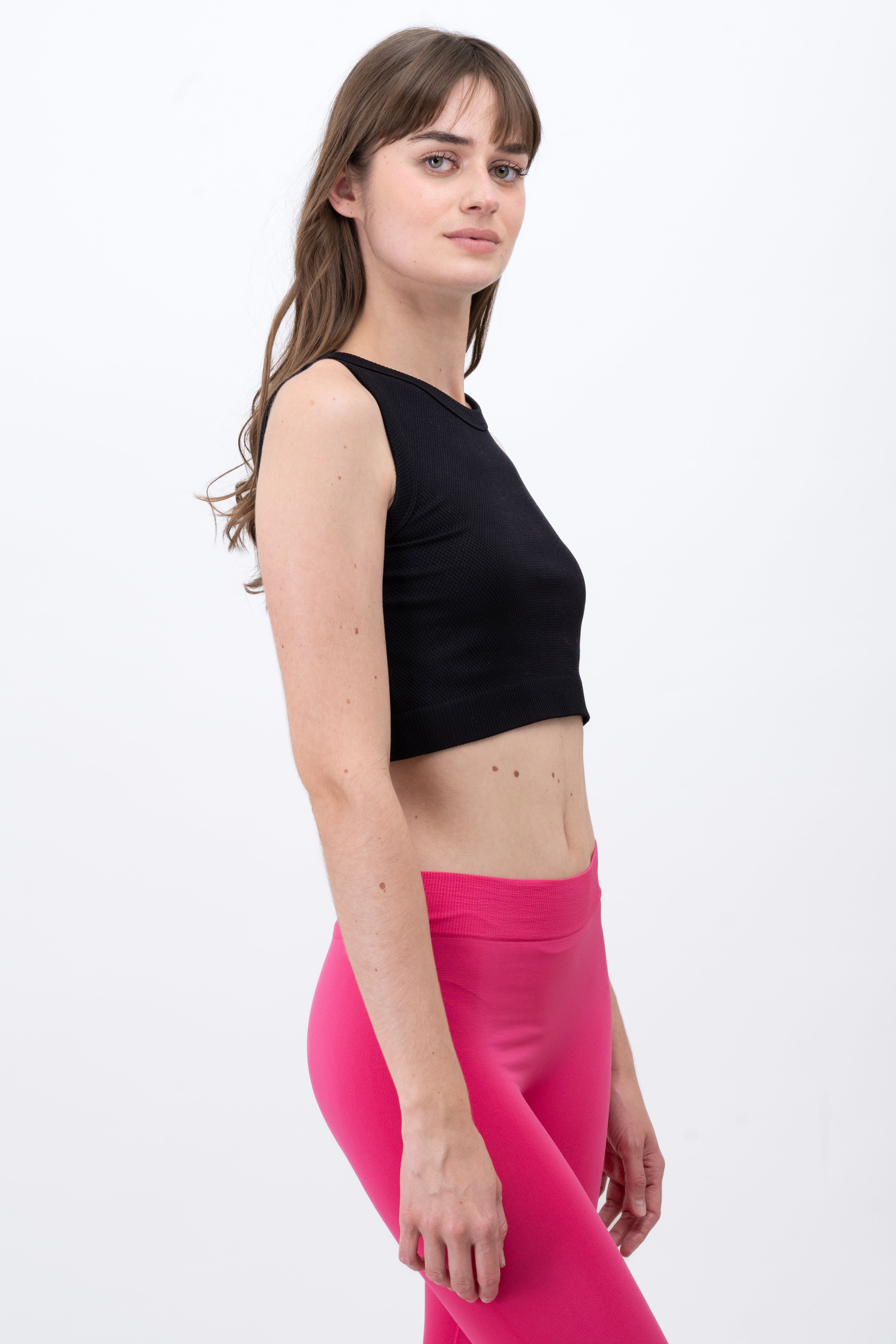 Top Seamless Con Textura Sin Mangas NEGRO