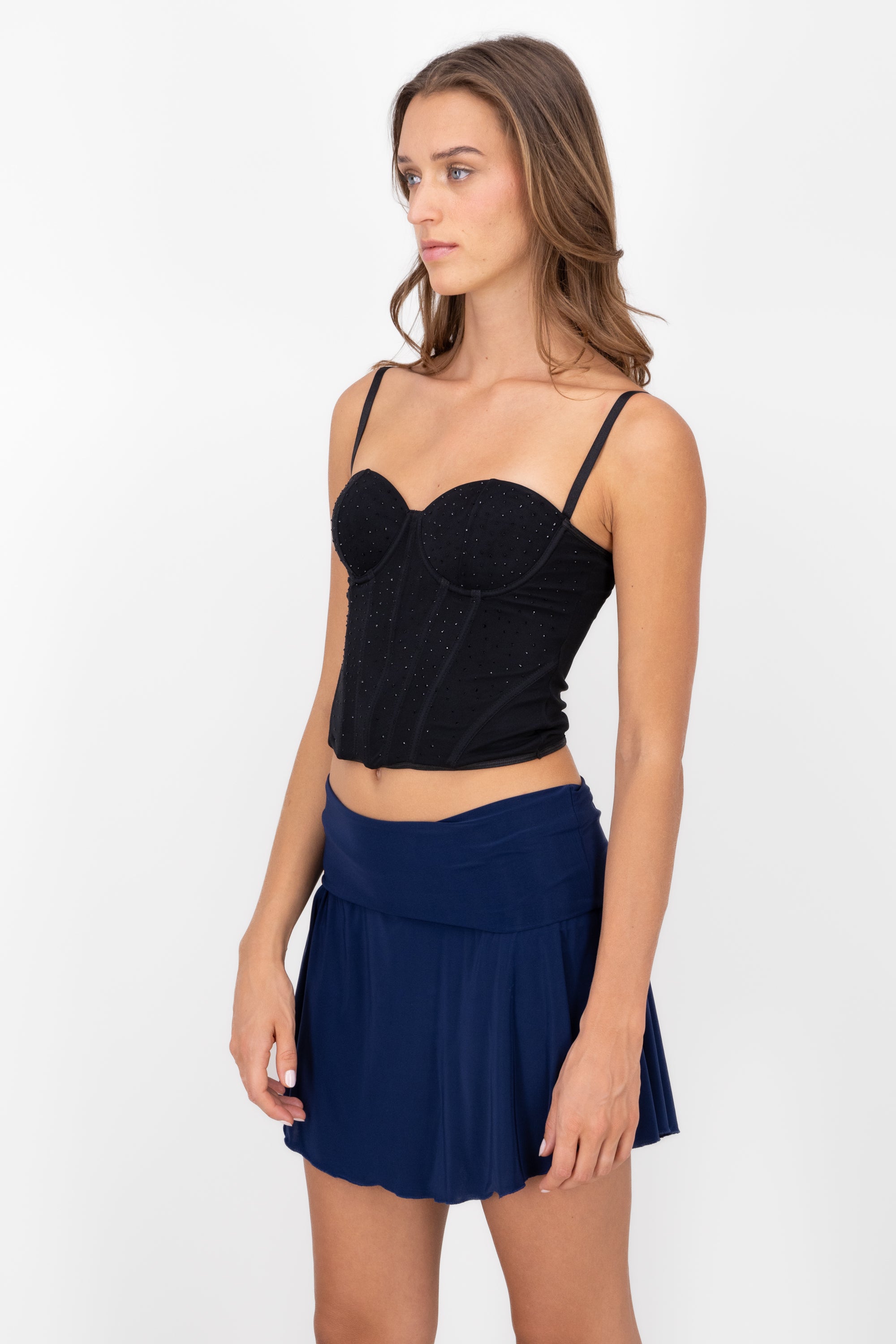 Corset brillos con copa NEGRO