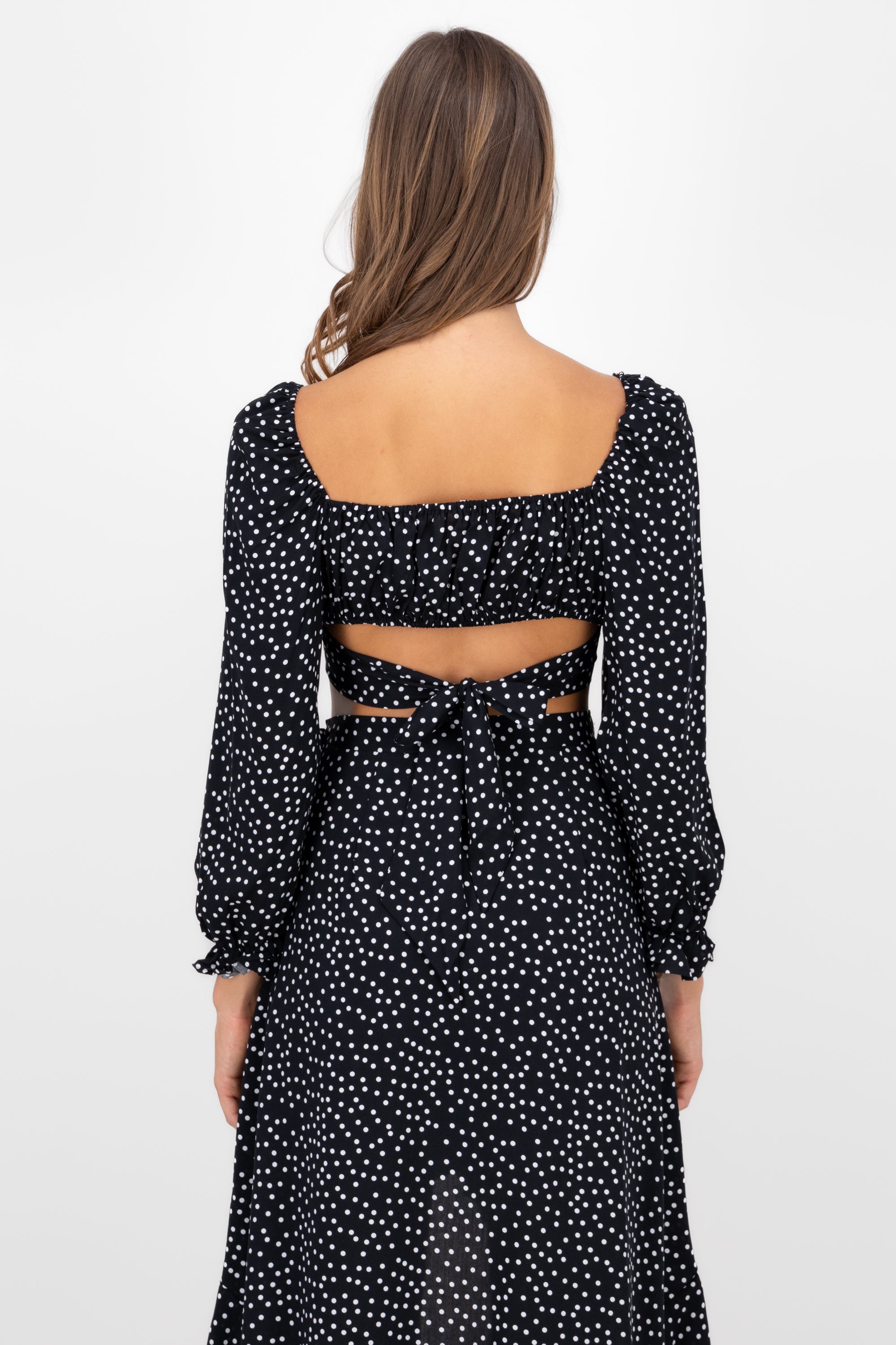 Blusa Estamapdo Polka Dots Con Manga Larga NEGRO COMBO