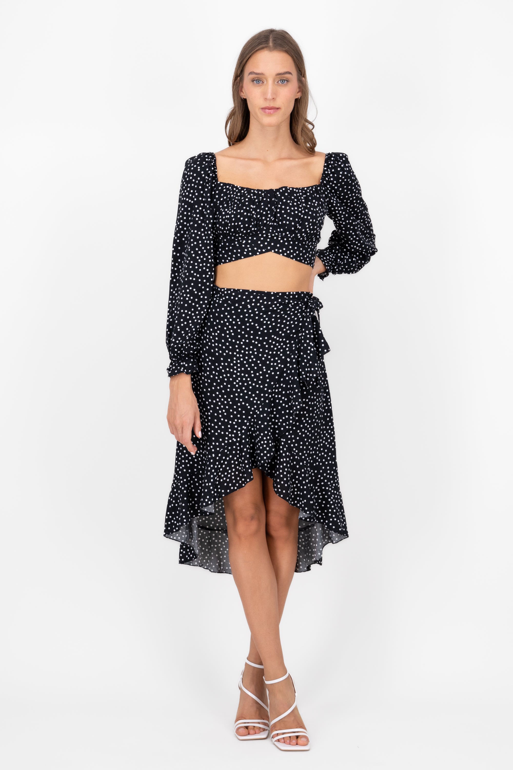 Falda Midi Polka Dots NEGRO COMBO