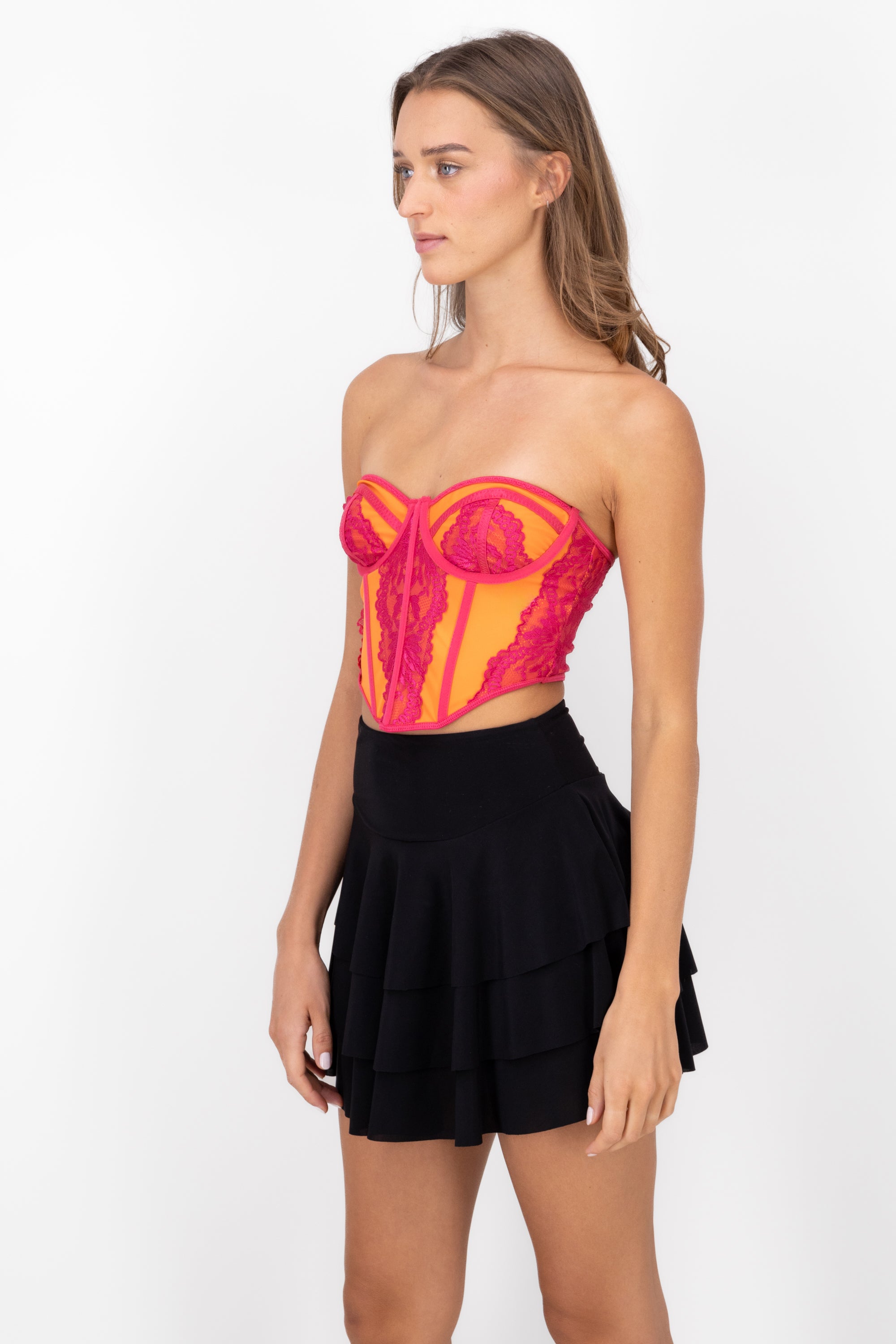 Corset Con Encaje NARANJA COMBO