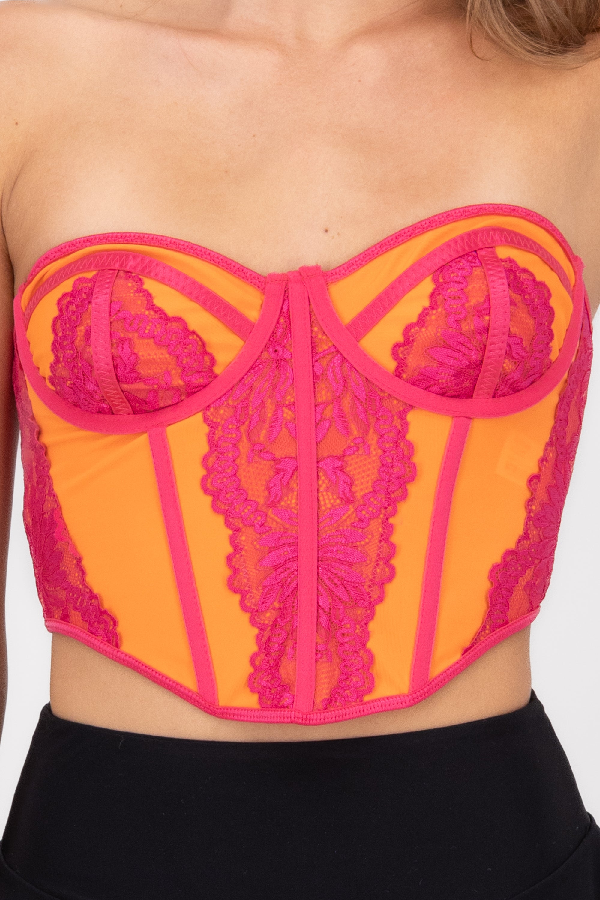 Corset Con Encaje NARANJA COMBO