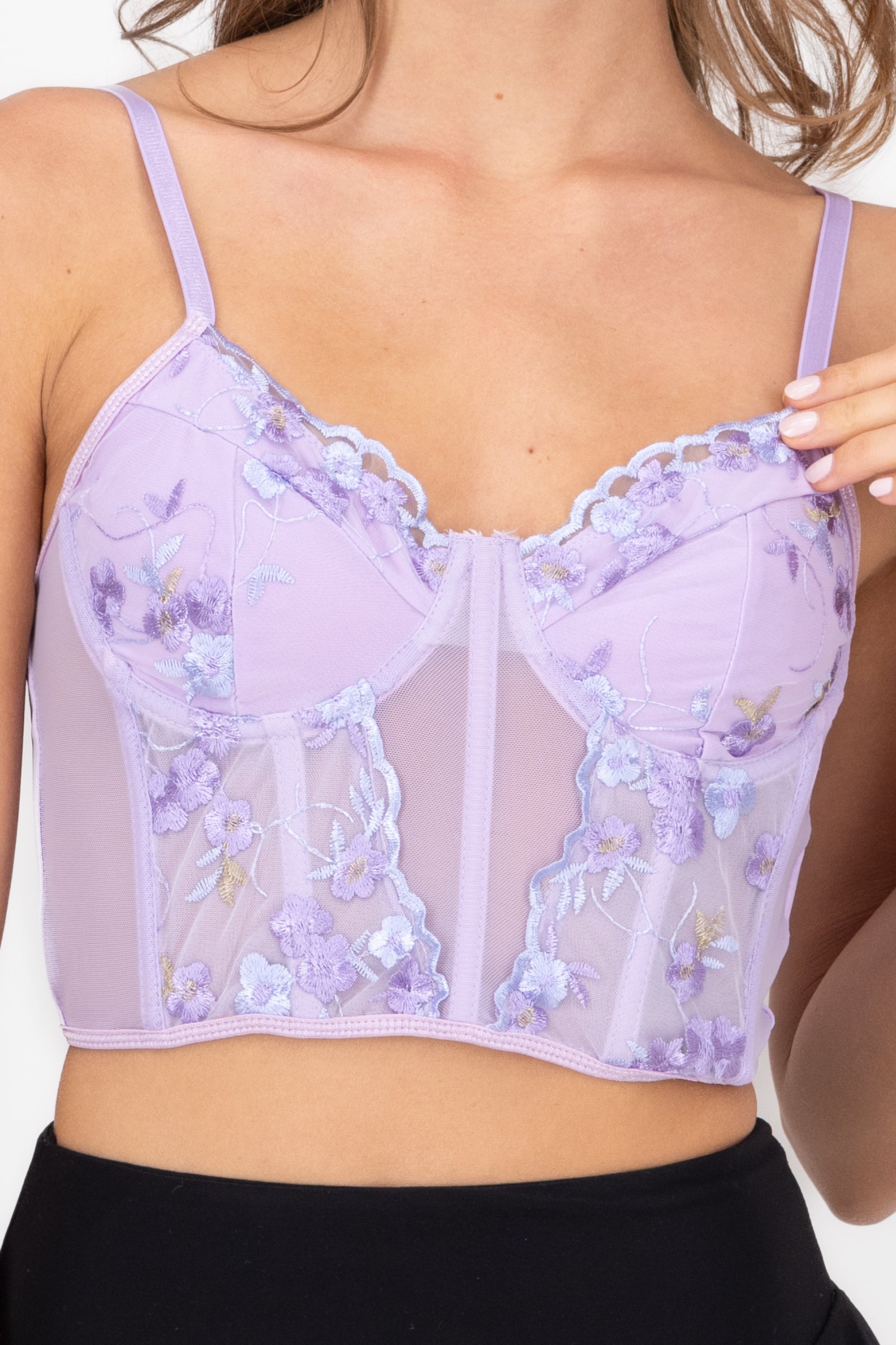 Corset Detalle Flores MORADO