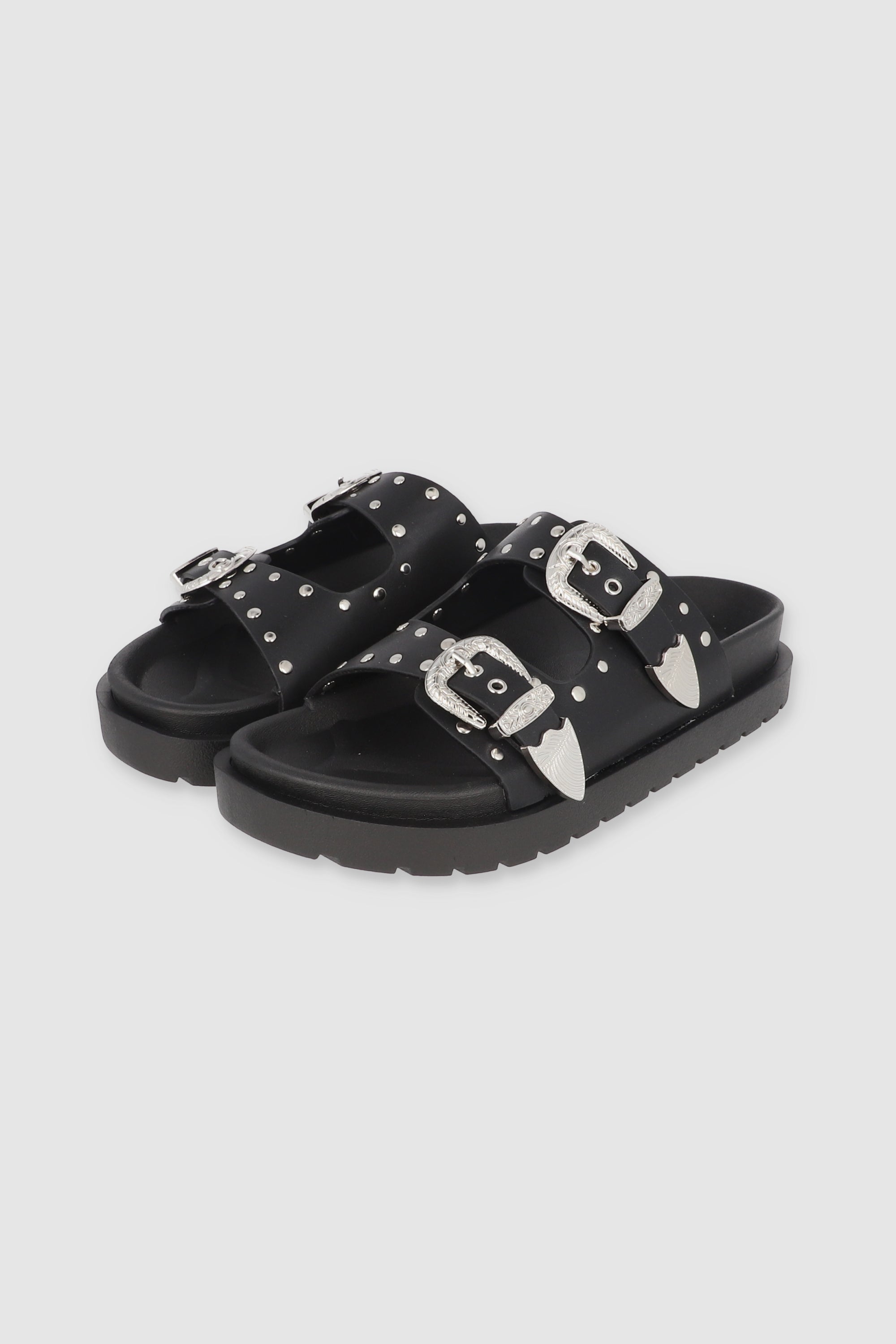 SANDALIA HEBILLAS STUDS MEGAS NEGRO