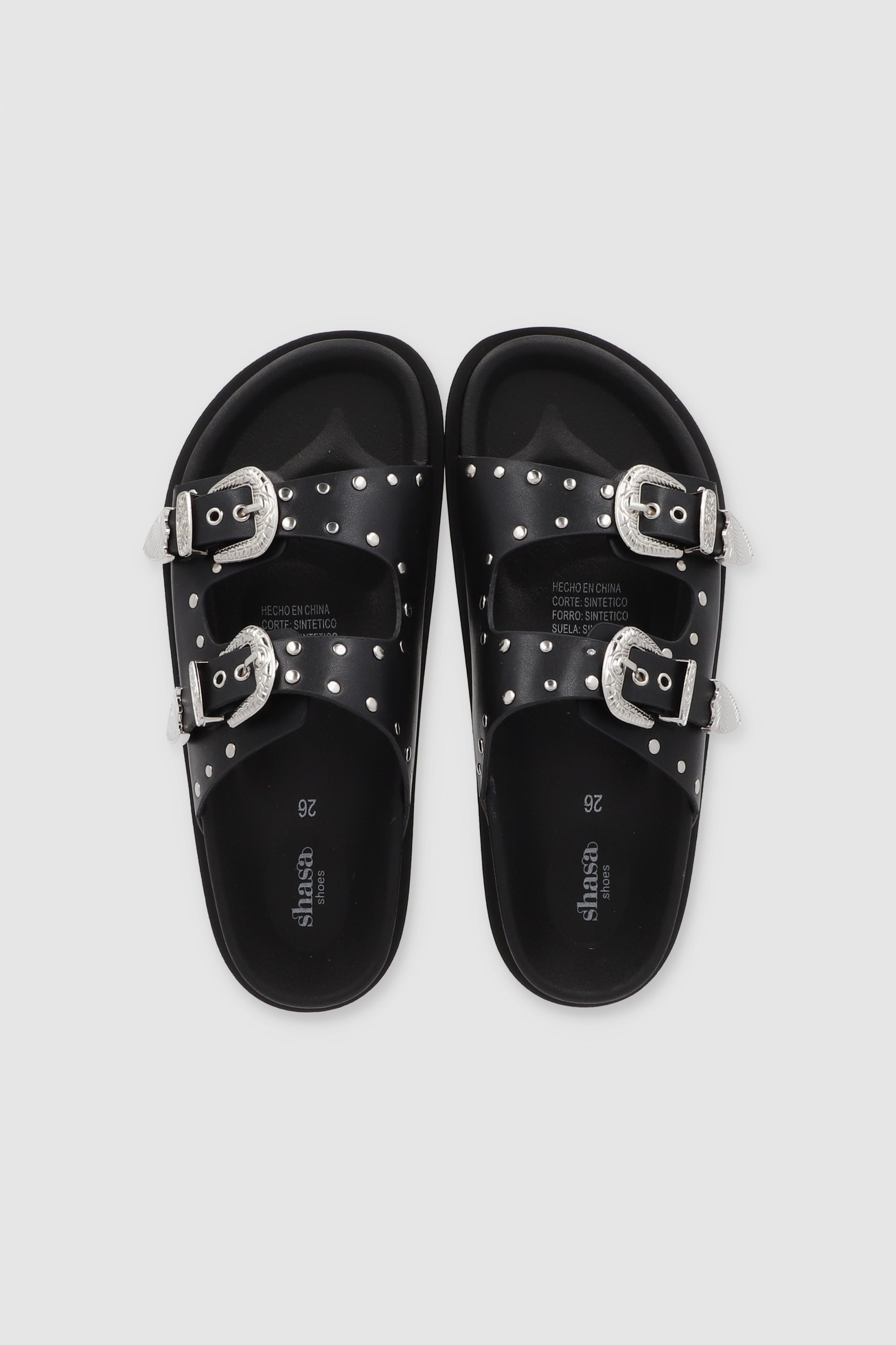 SANDALIA HEBILLAS STUDS MEGAS NEGRO