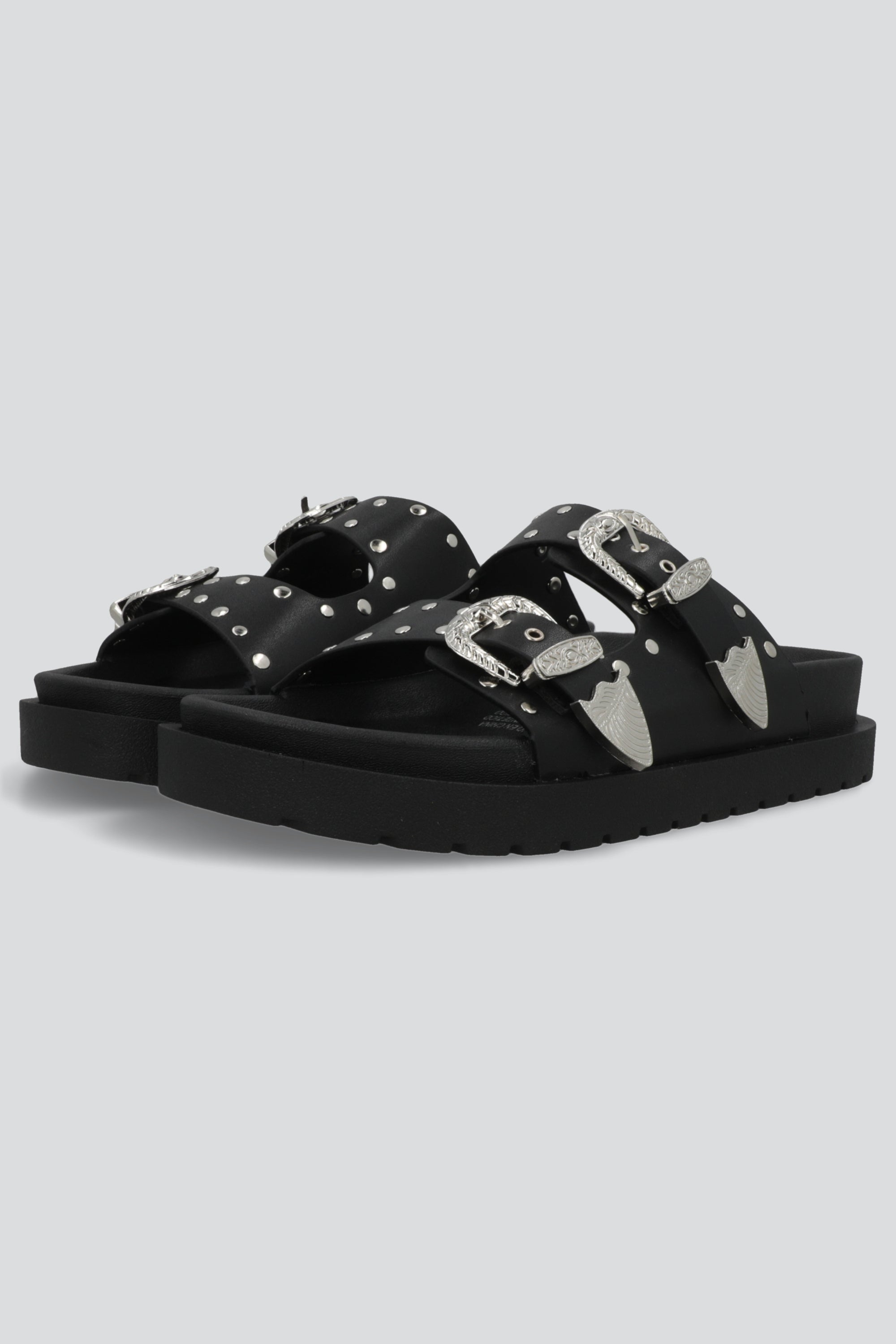 Sandalia Hebillas Studs Megas NEGRO