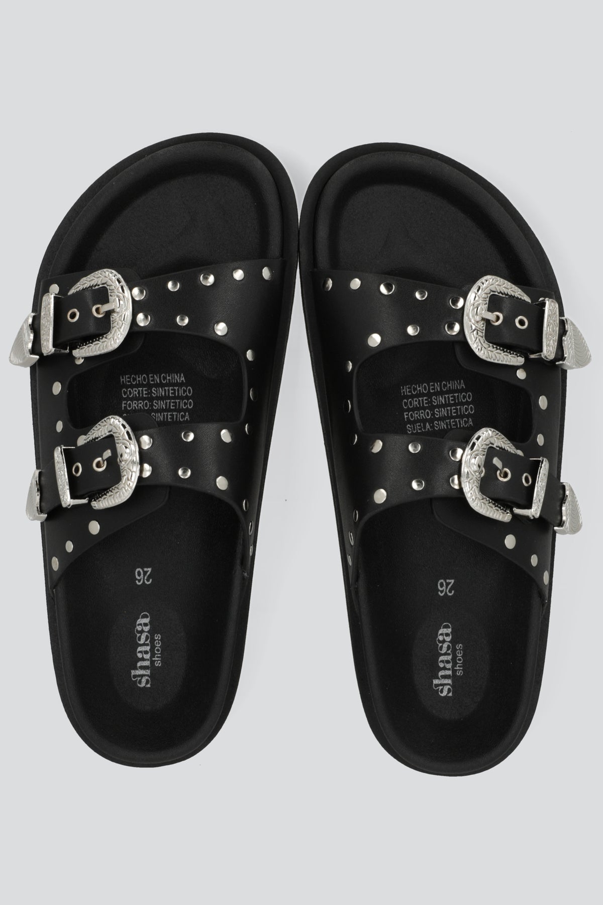 Sandalia Hebillas Studs Megas NEGRO