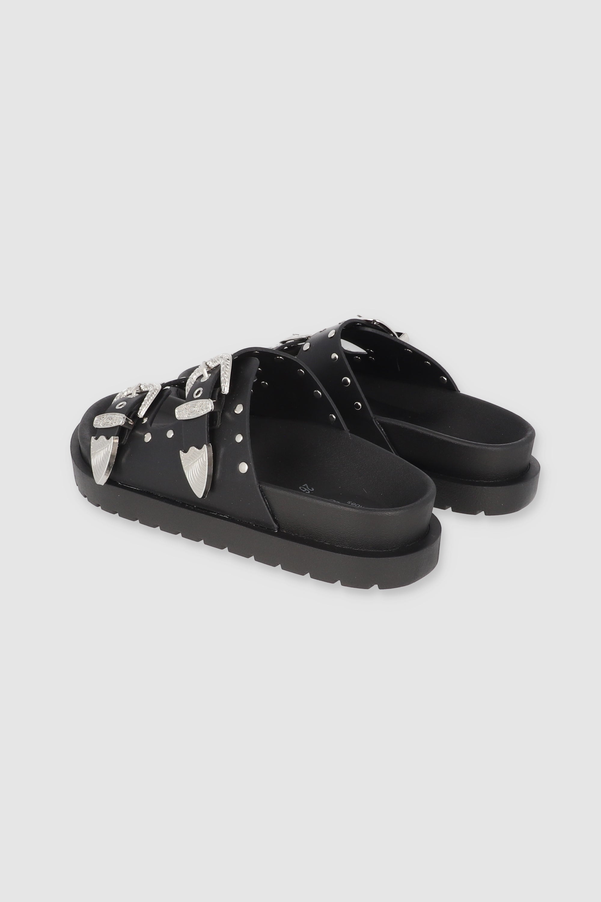 SANDALIA HEBILLAS STUDS MEGAS NEGRO