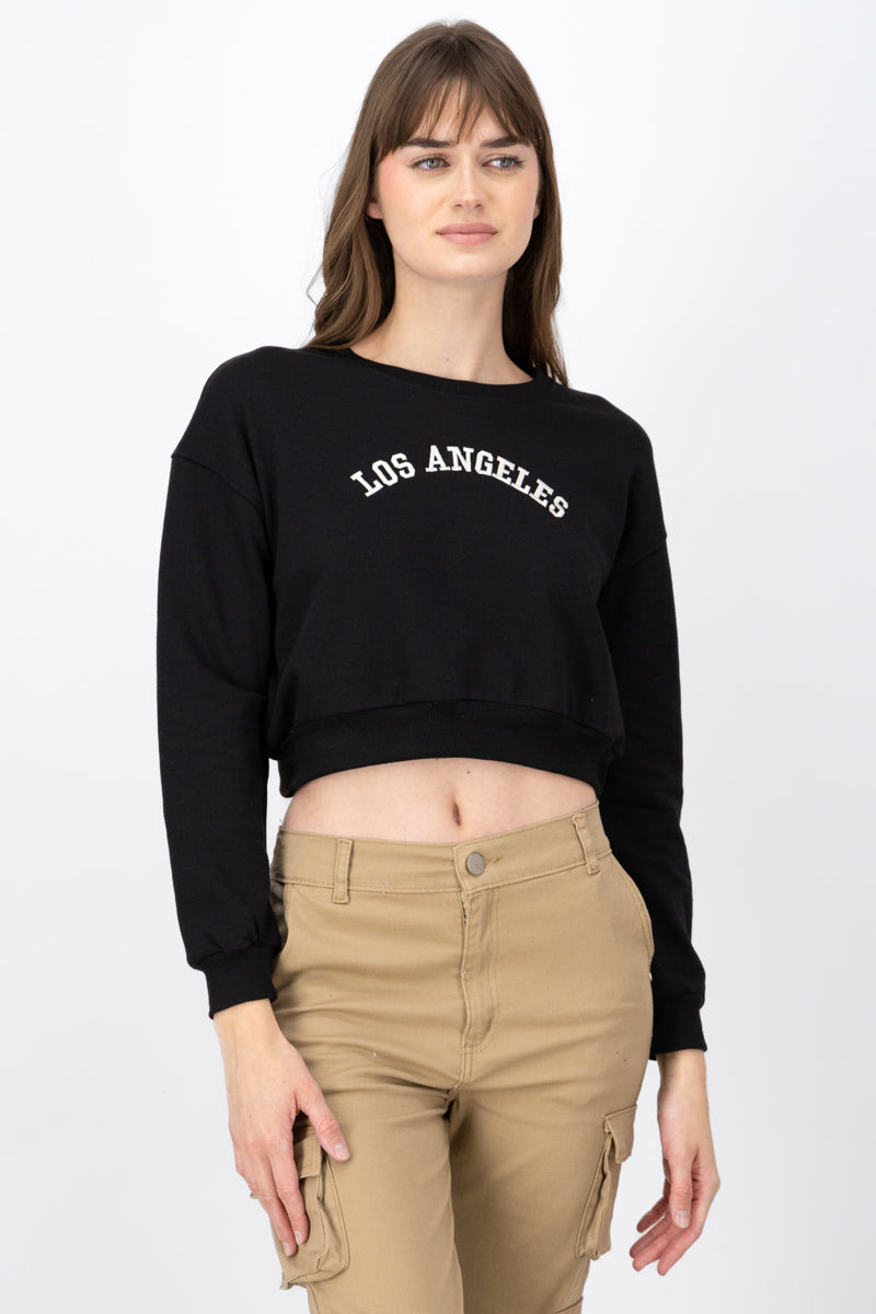 Sudadera cropped los angeles NEGRO