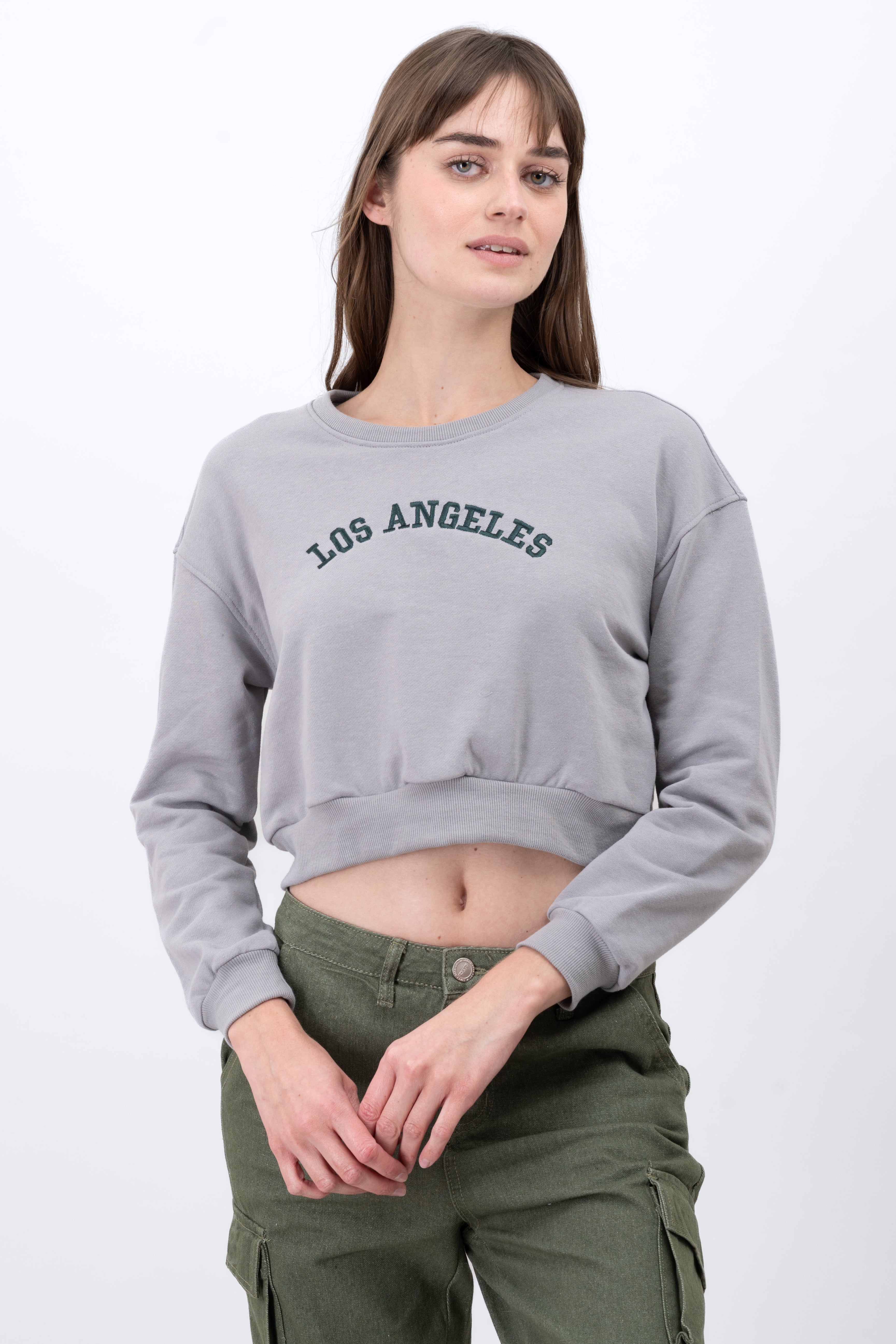 Sudadera cropped los angeles GRIS