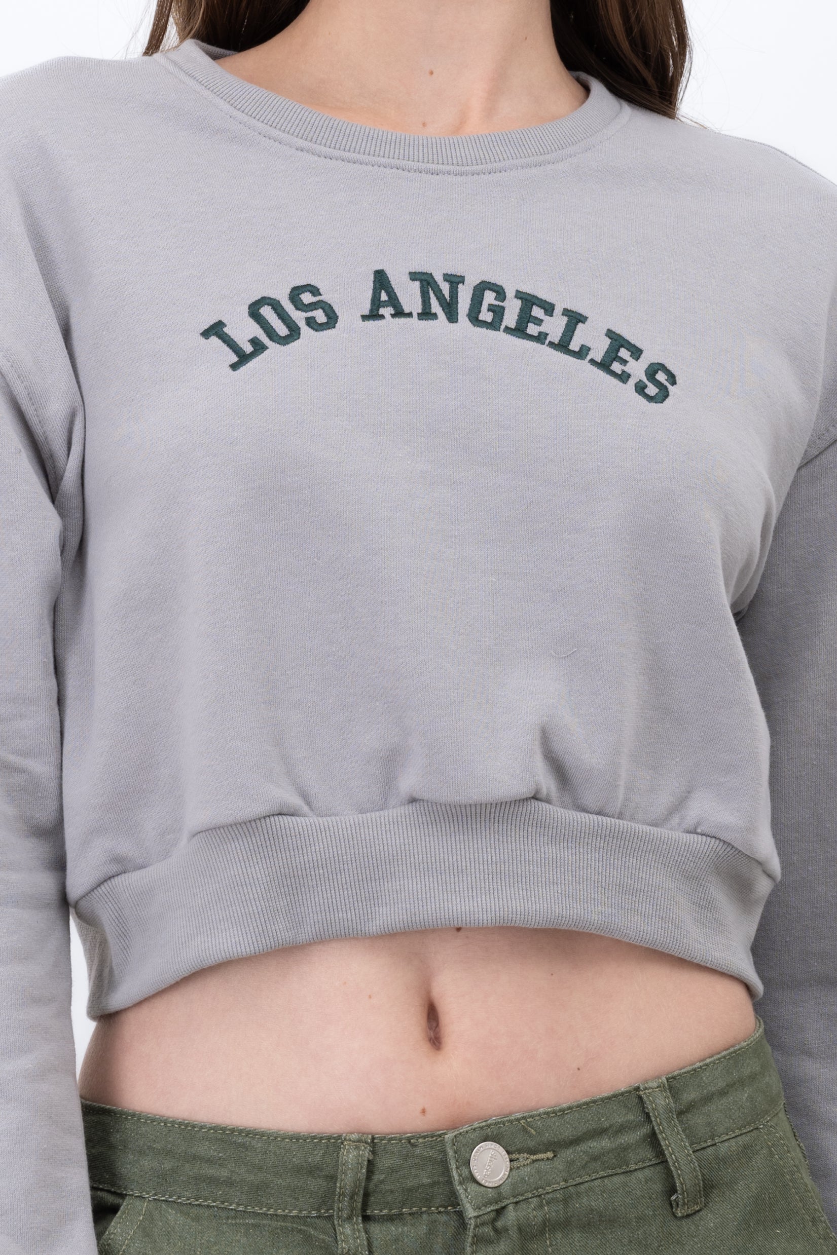 Sudadera cropped los angeles GRIS