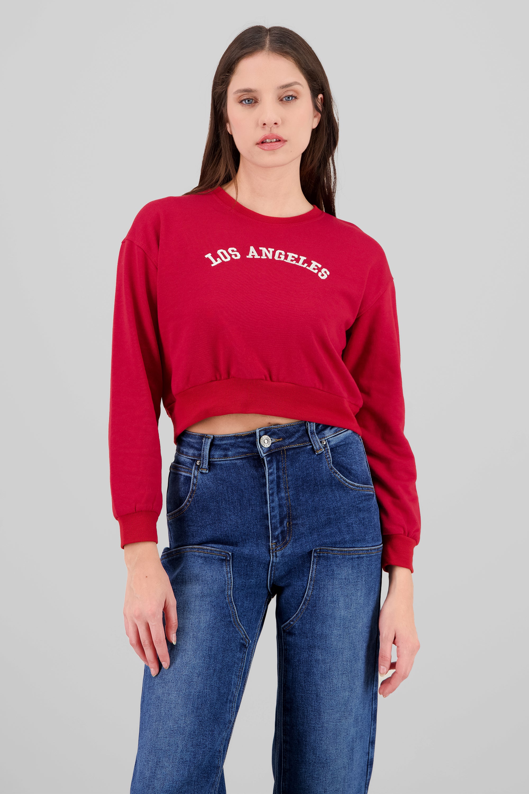 Sudadera cropped los angeles ROJO