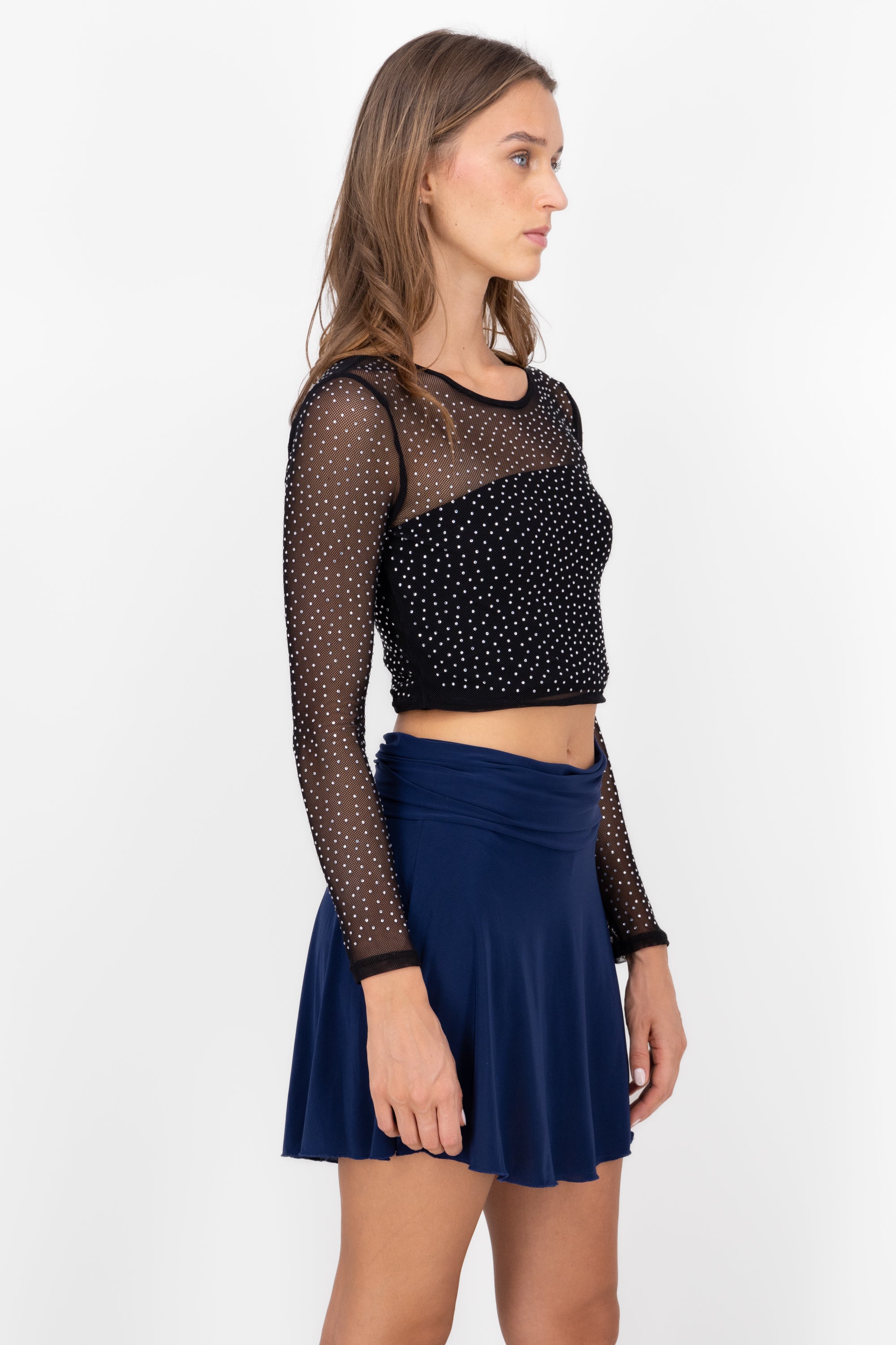 Top Cropped De Brillos NEGRO