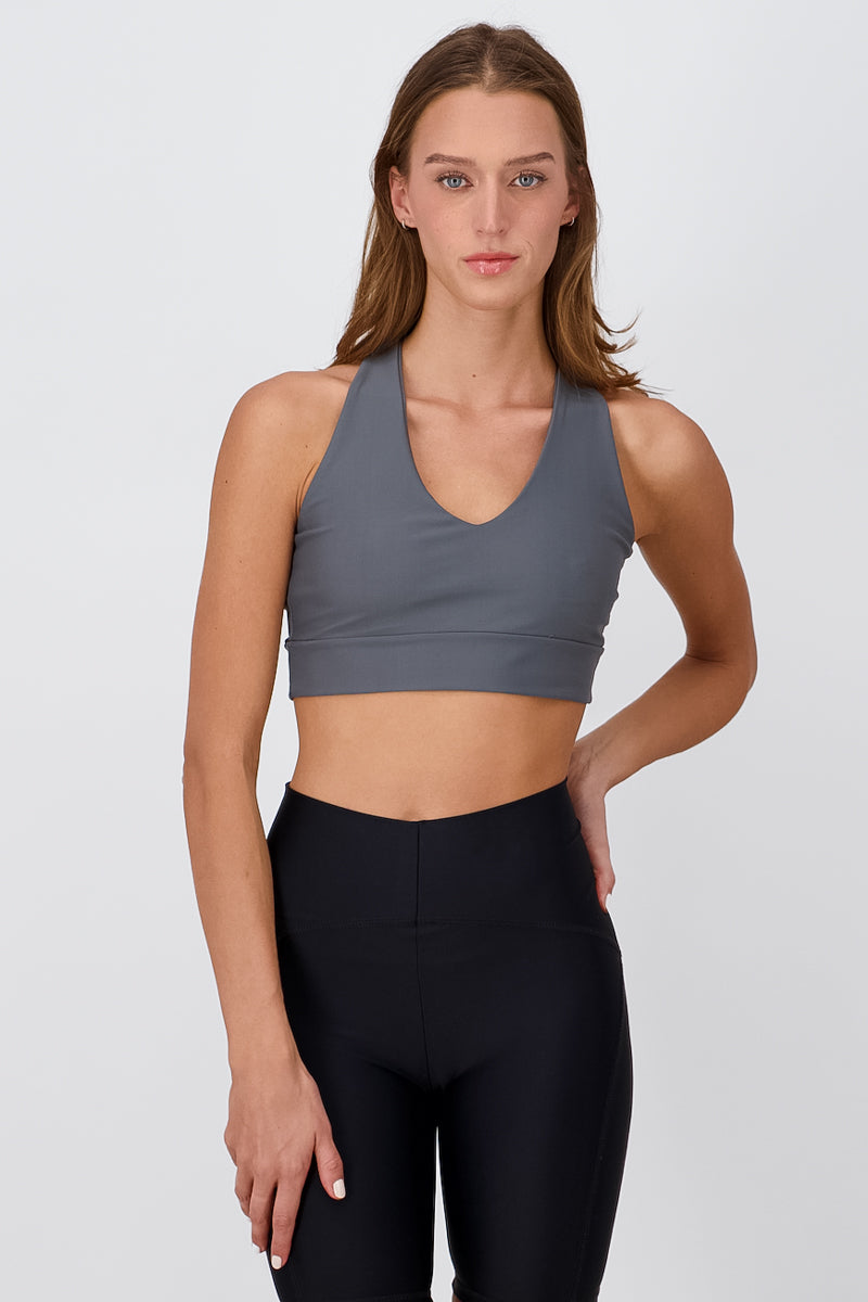 Top Activewear Espalda Cruzada GRIS OBSCURO