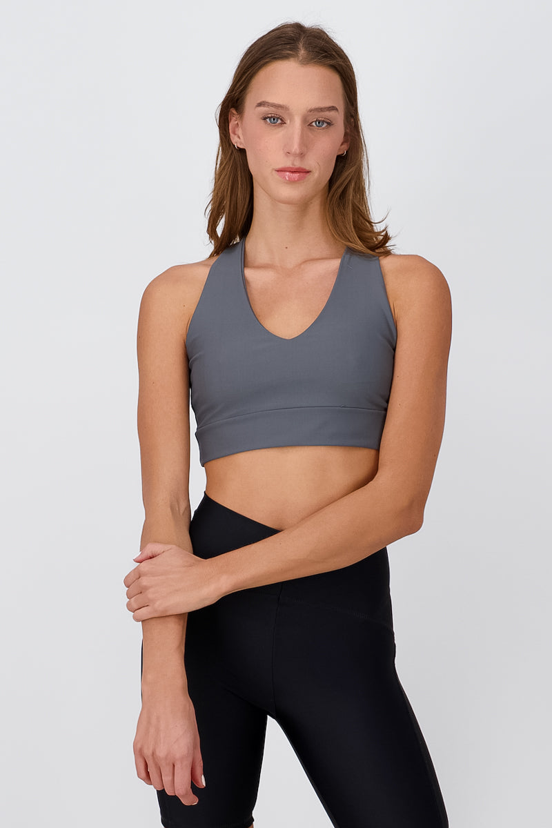 Top Activewear Espalda Cruzada GRIS OBSCURO