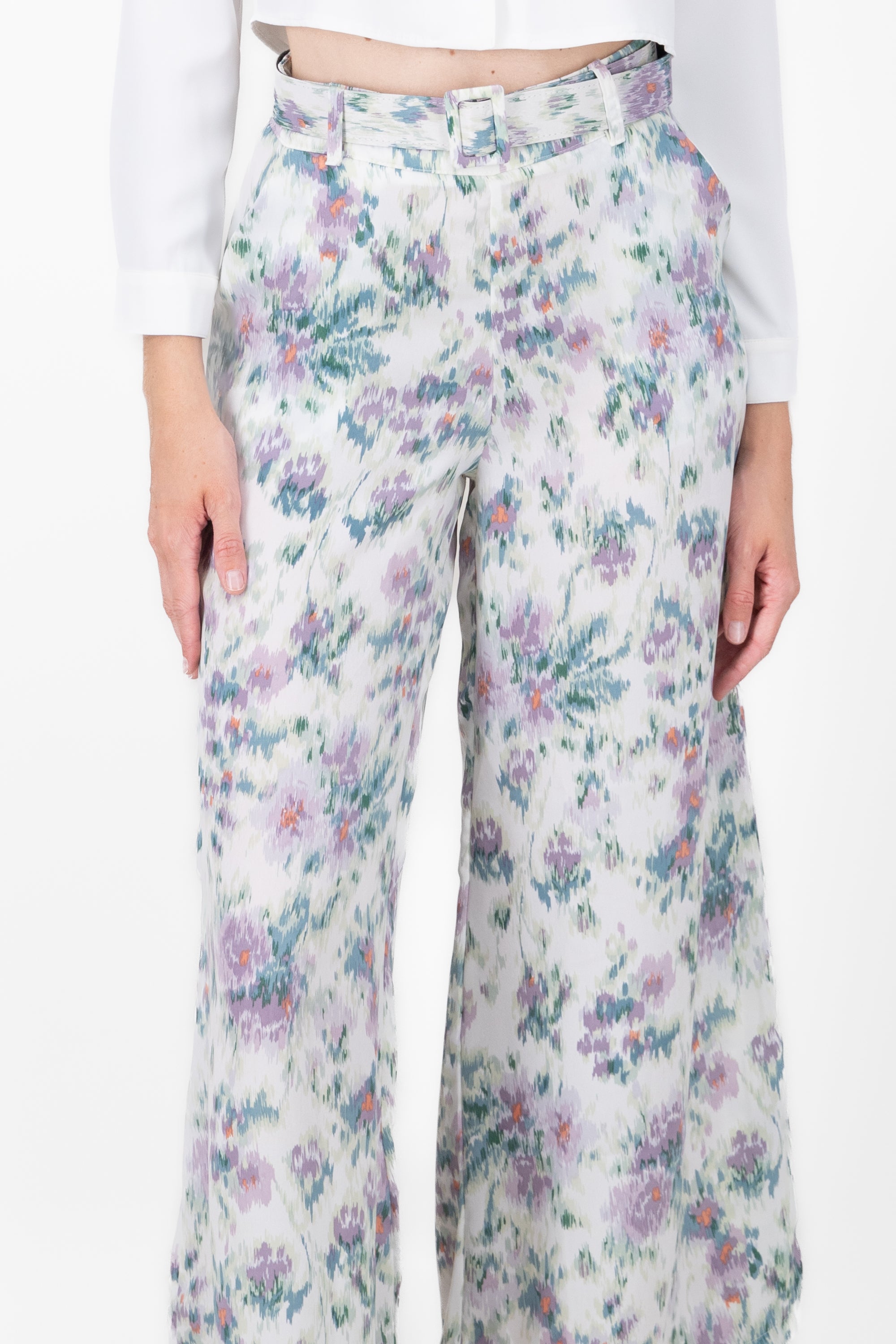 Pantalon satinado estampado floral Hypsters VERDE COMBO