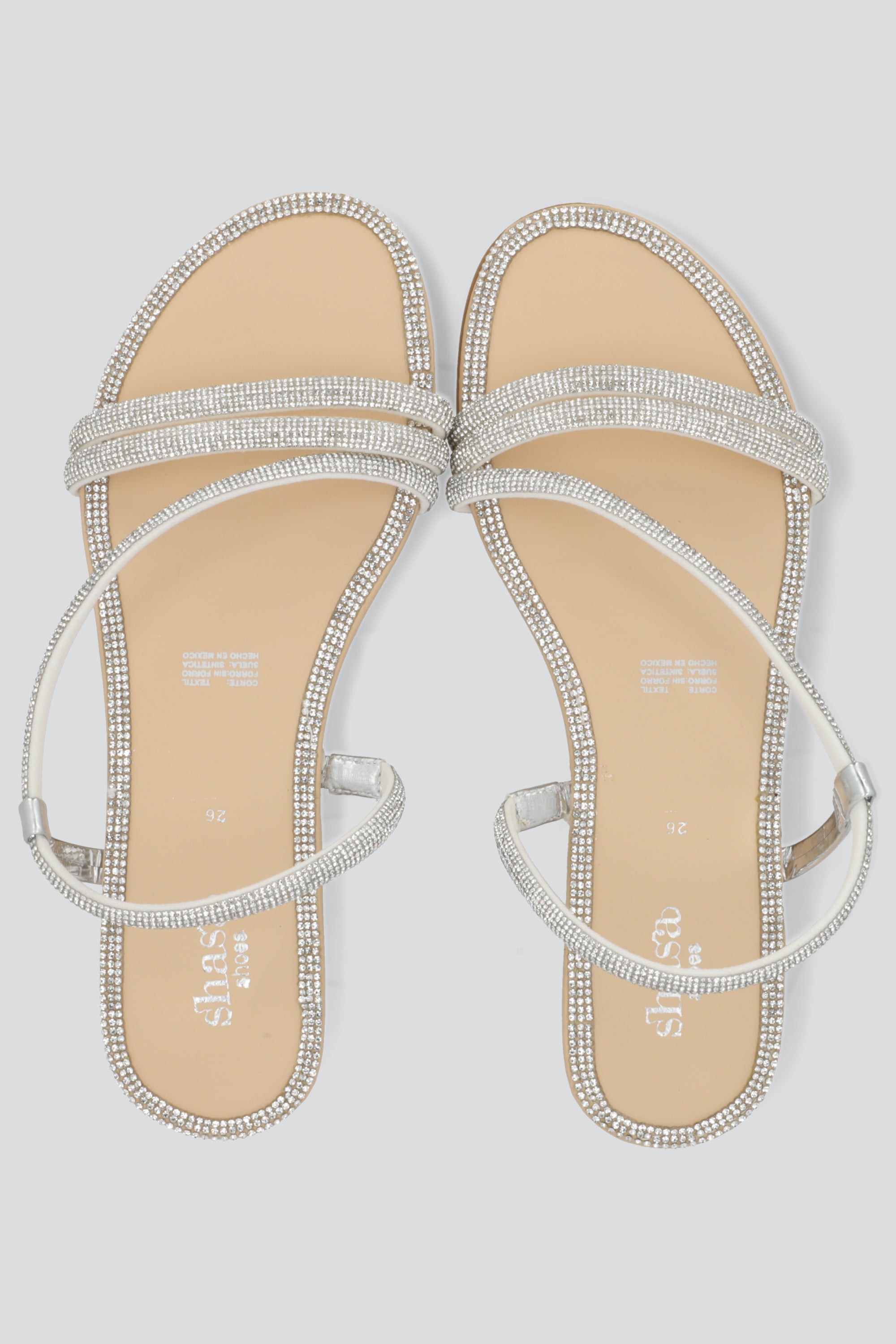 Sandalia Brillos Diagonal Borde PLATA