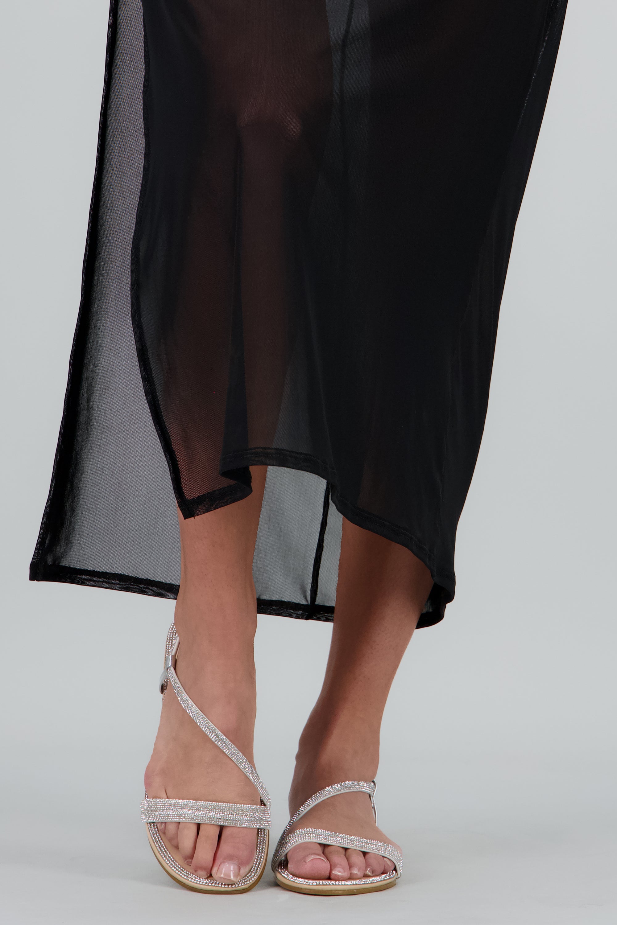 Sandalia Brillos Diagonal Borde PLATA