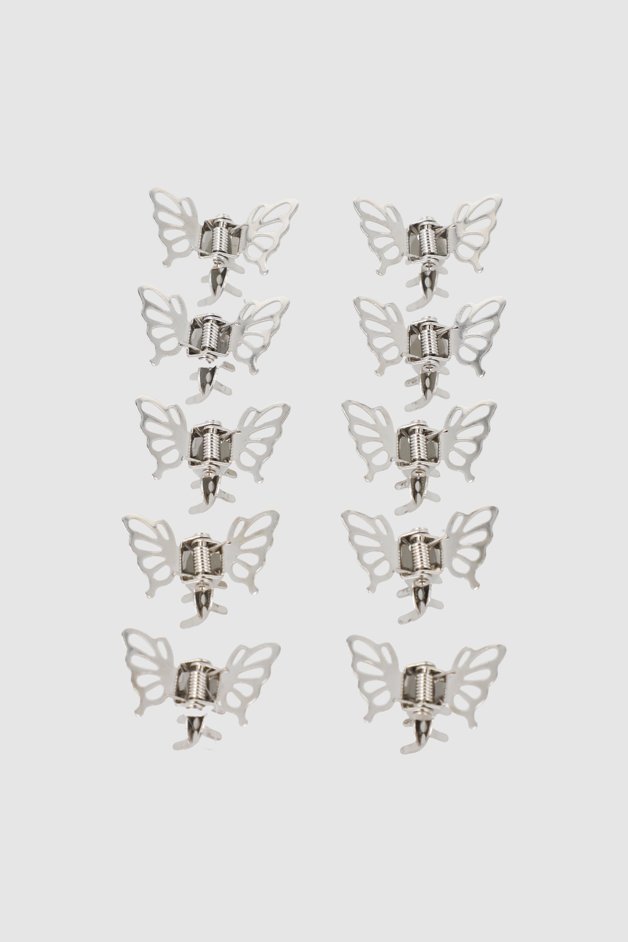 10 P PINCITAS MARIPOSA METAL PLATA