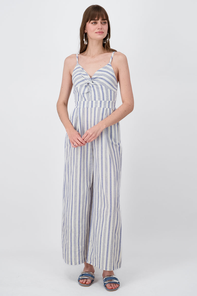 Jumpsuit rayas detalle escote AZUL COMBO