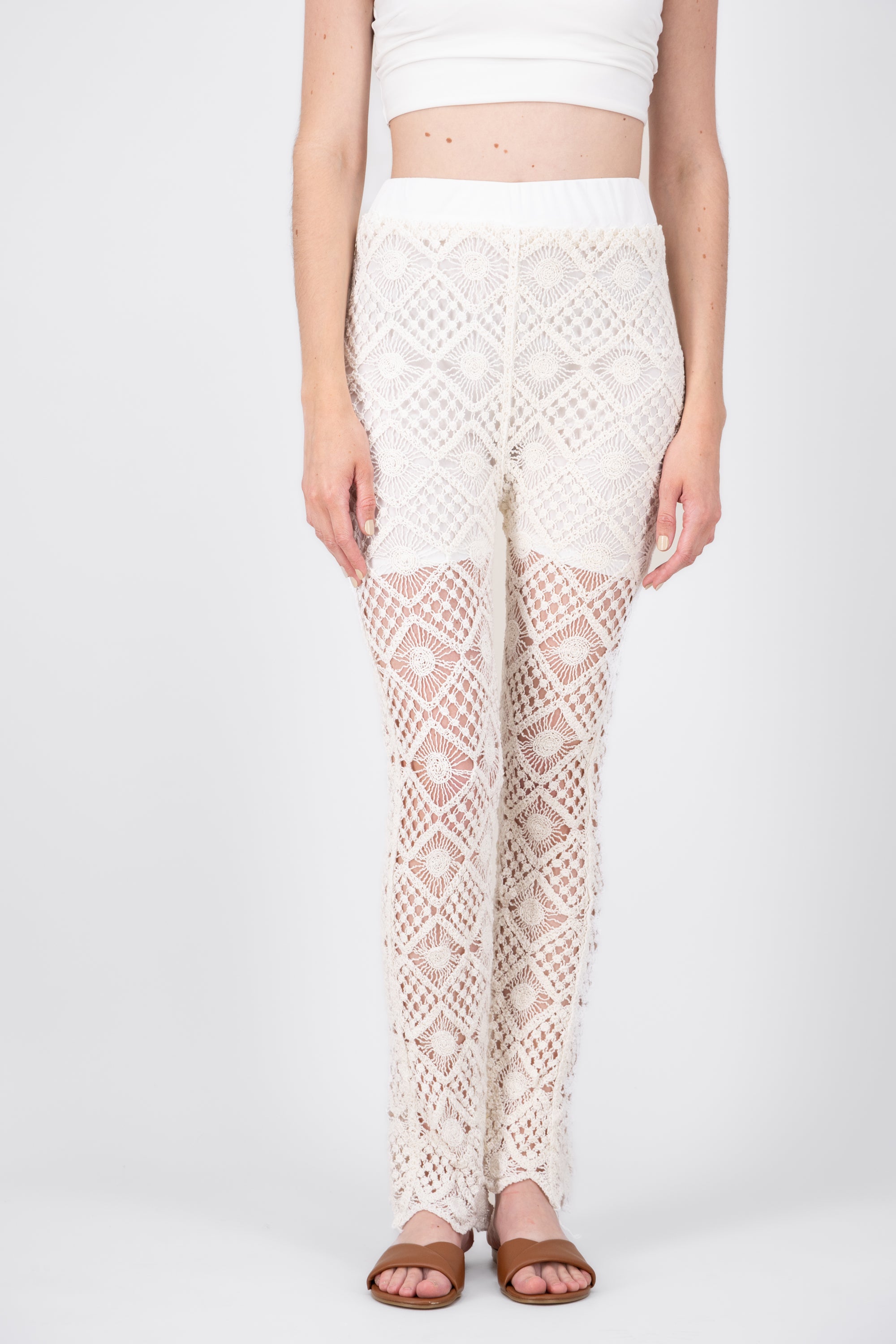 Pantalon Flare Crochet BLANCO