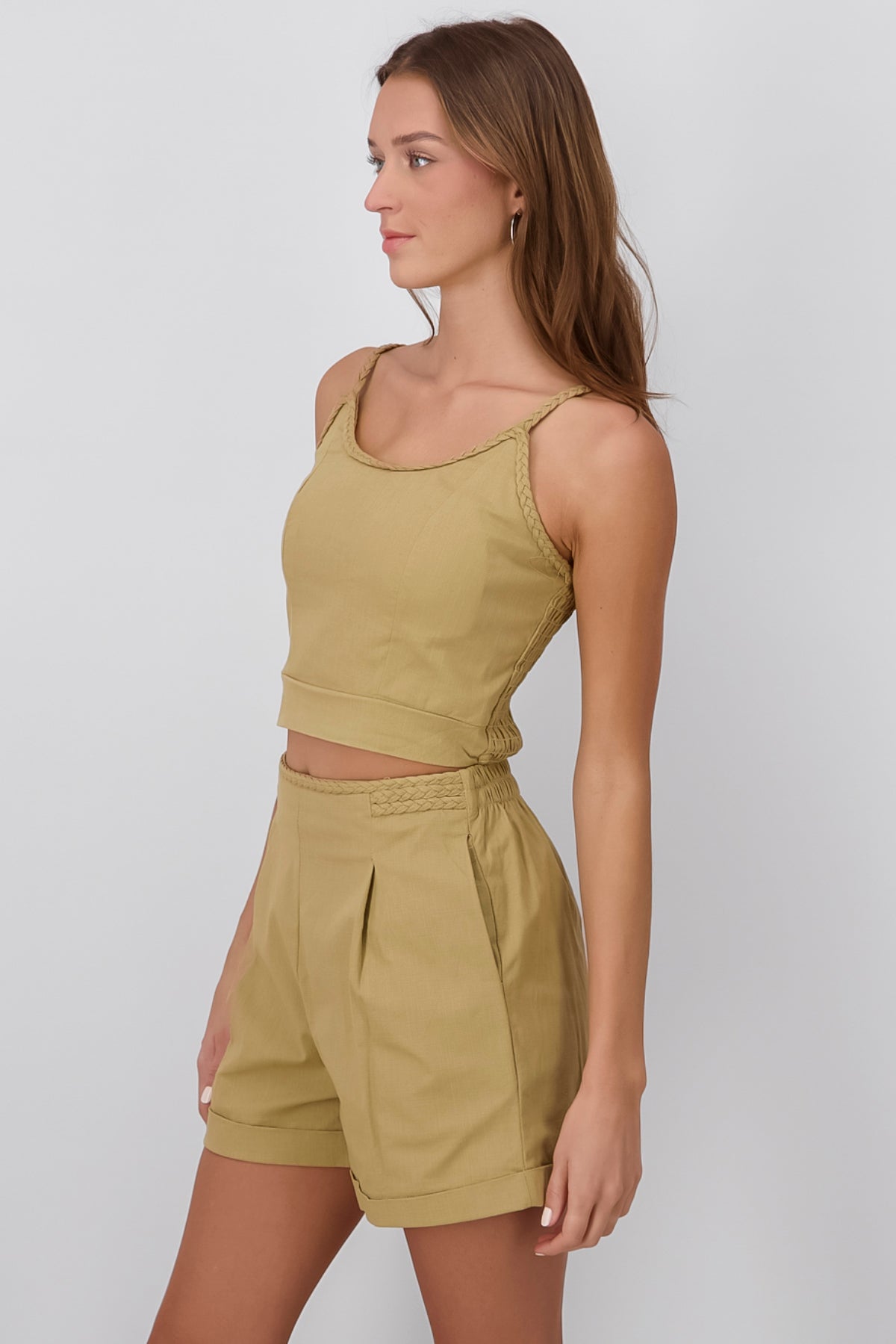 Crop Top Tirante Trenzado Hypsters KHAKI