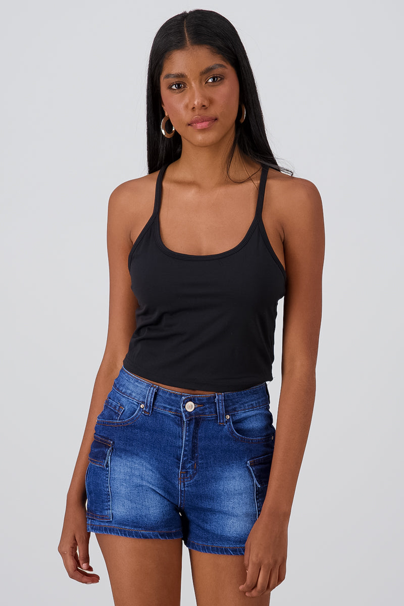 Top Tirantes Liso NEGRO