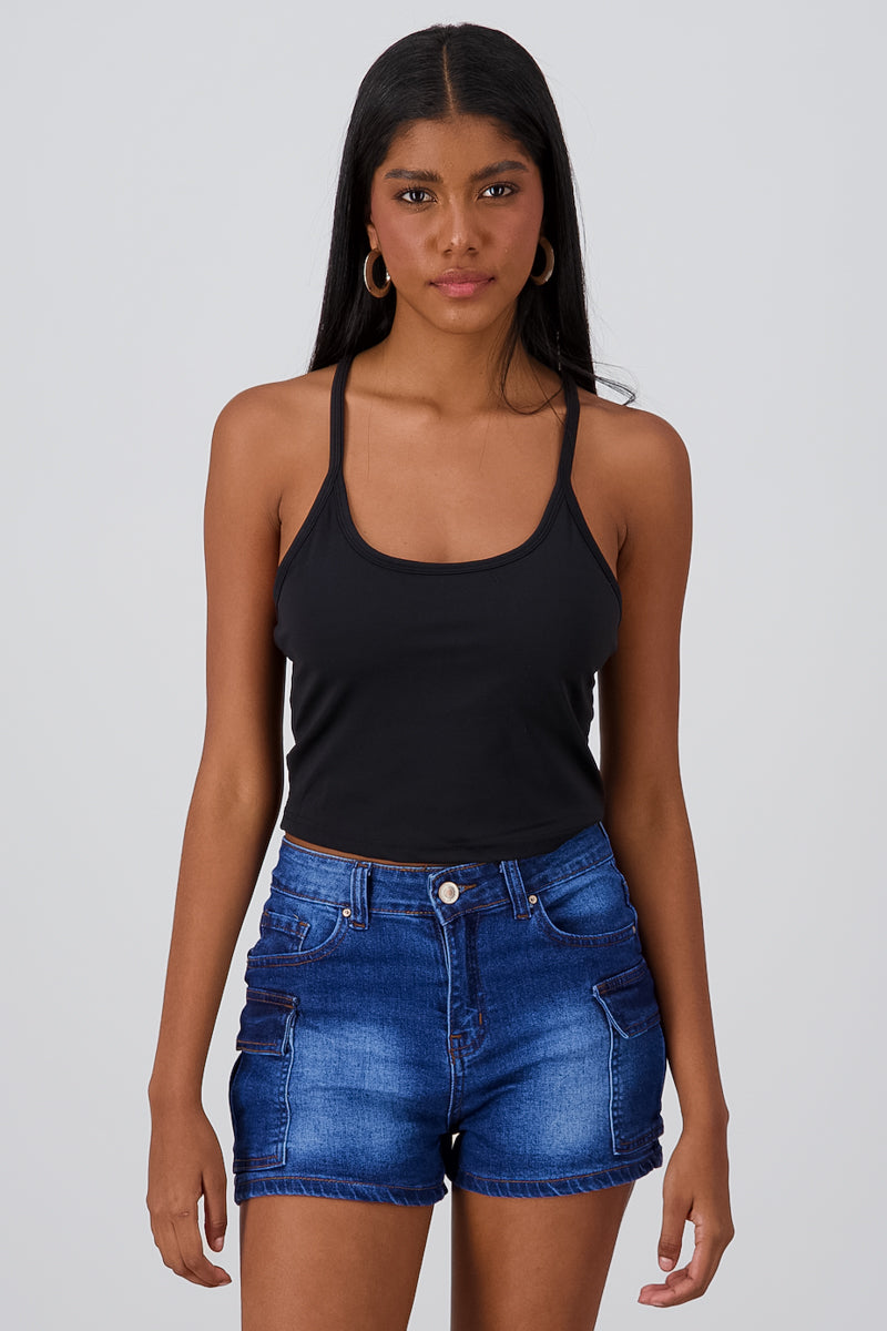 Top Tirantes Liso NEGRO