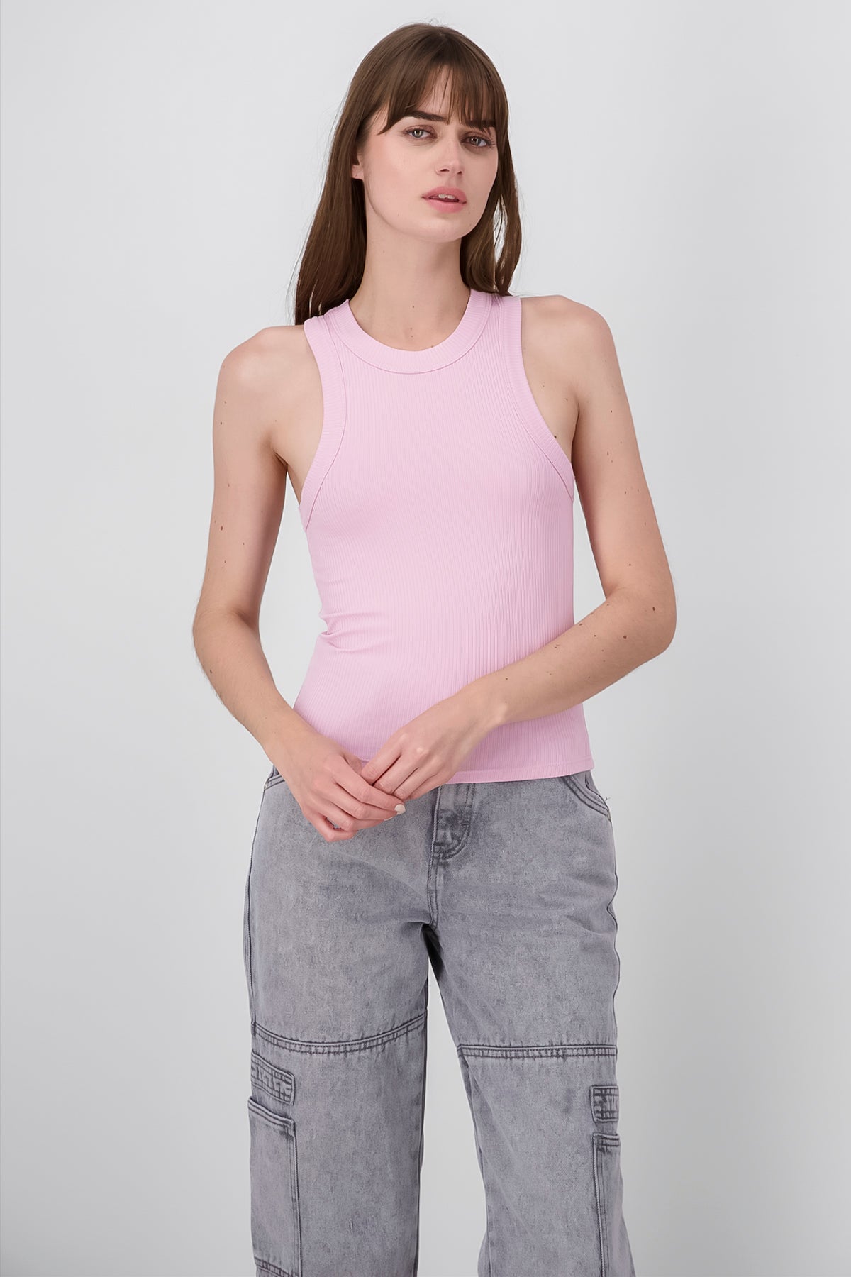 Top sin manga cuello redondo ROSA PASTEL