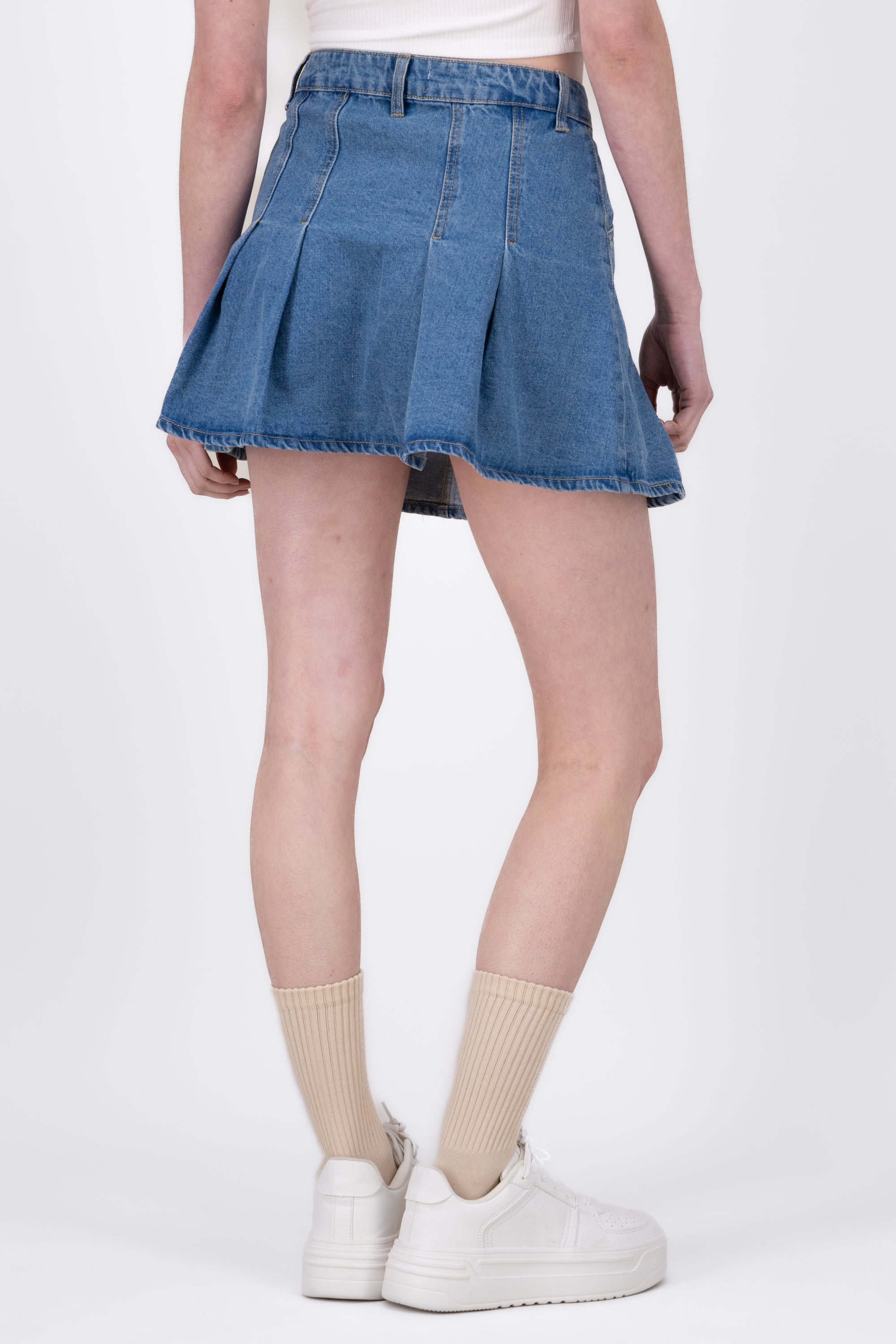 Falda Mini Denim Tableada MEDIUM WASH