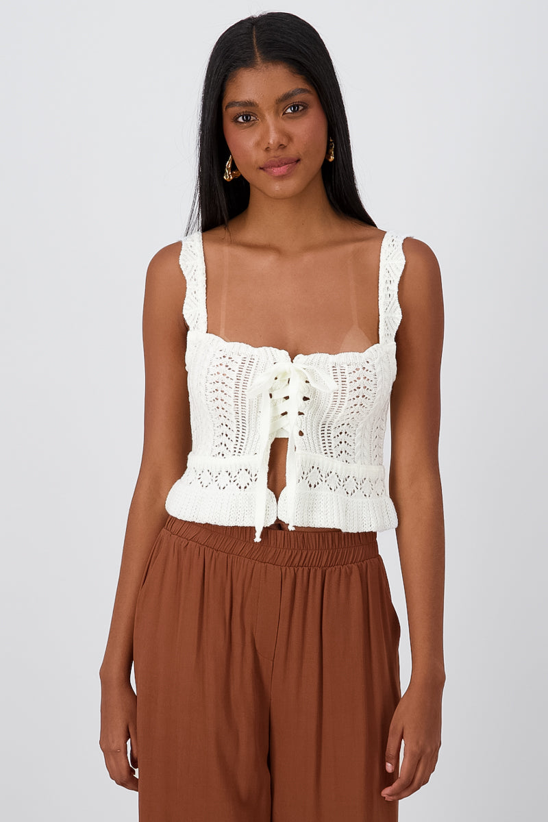Top tejido tirantes detalle moño