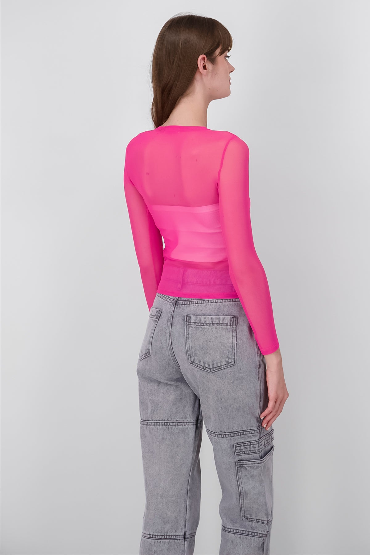 Top mesh manga larga ROSA NEON