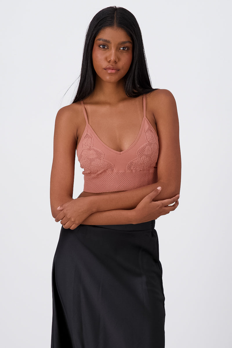 Top De Encaje Bordado Cropped Seamless MALVA