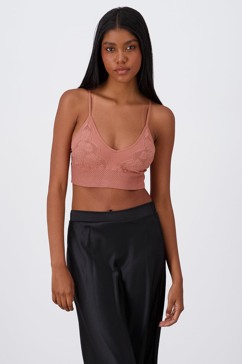 Top De Encaje Bordado Cropped Seamless MALVA