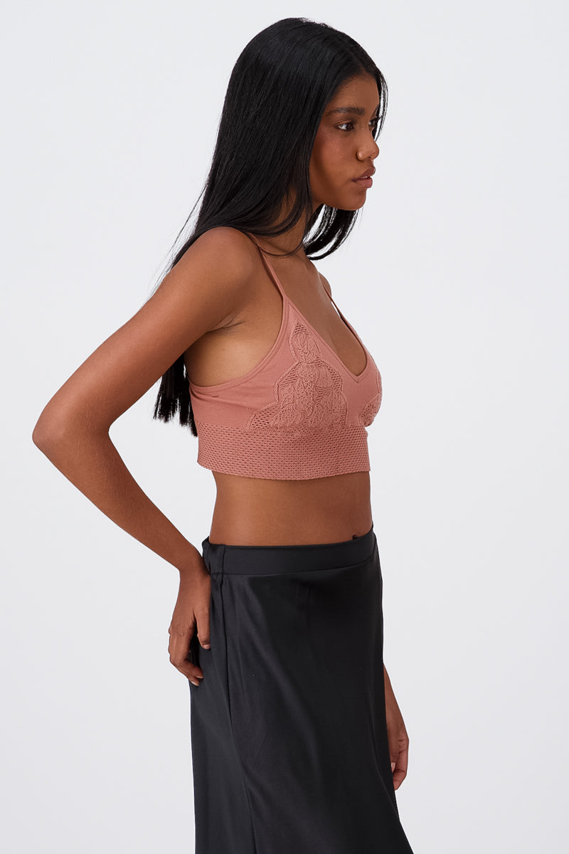 Top De Encaje Bordado Cropped Seamless MALVA