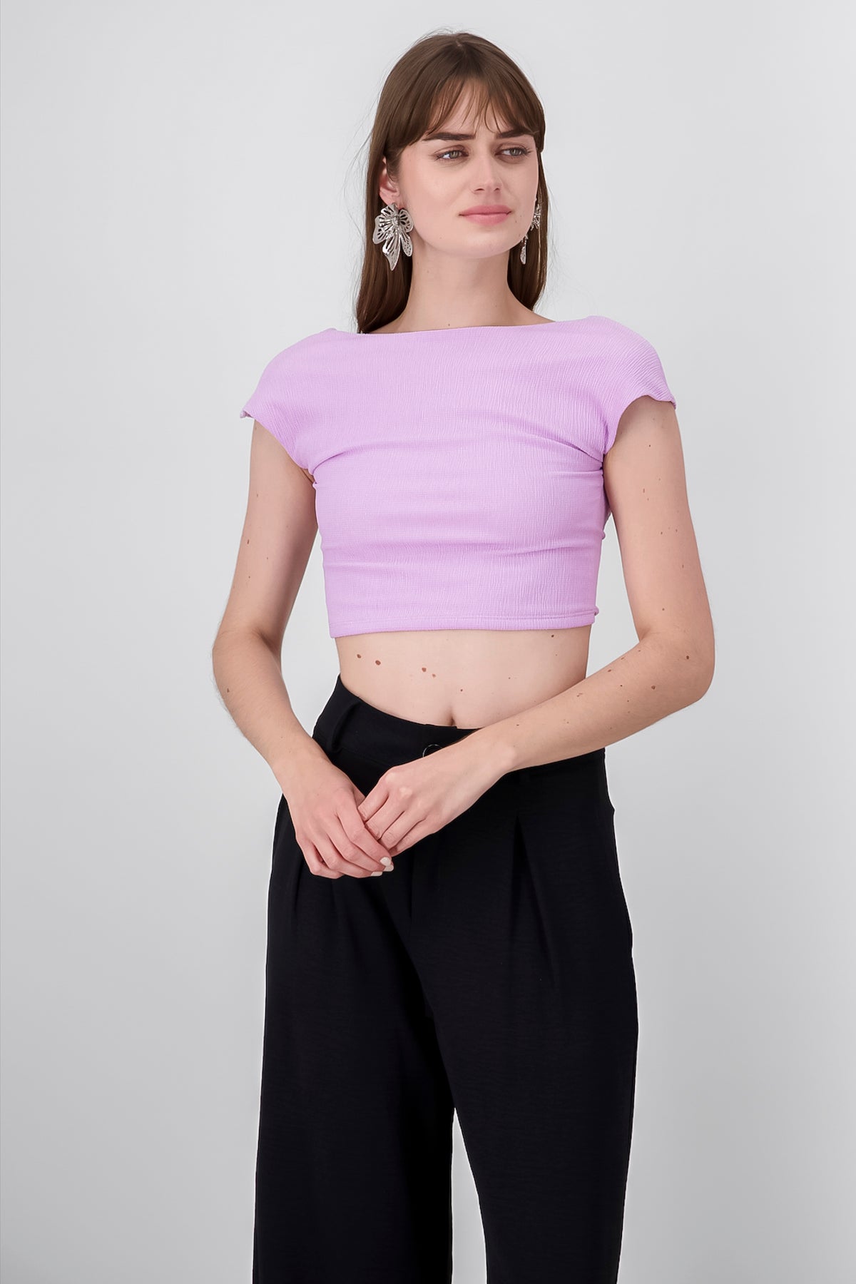 Crop top manga corta LILA