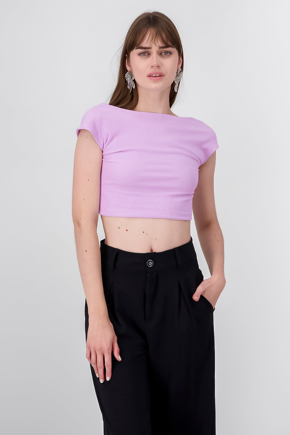 Crop top manga corta LILA