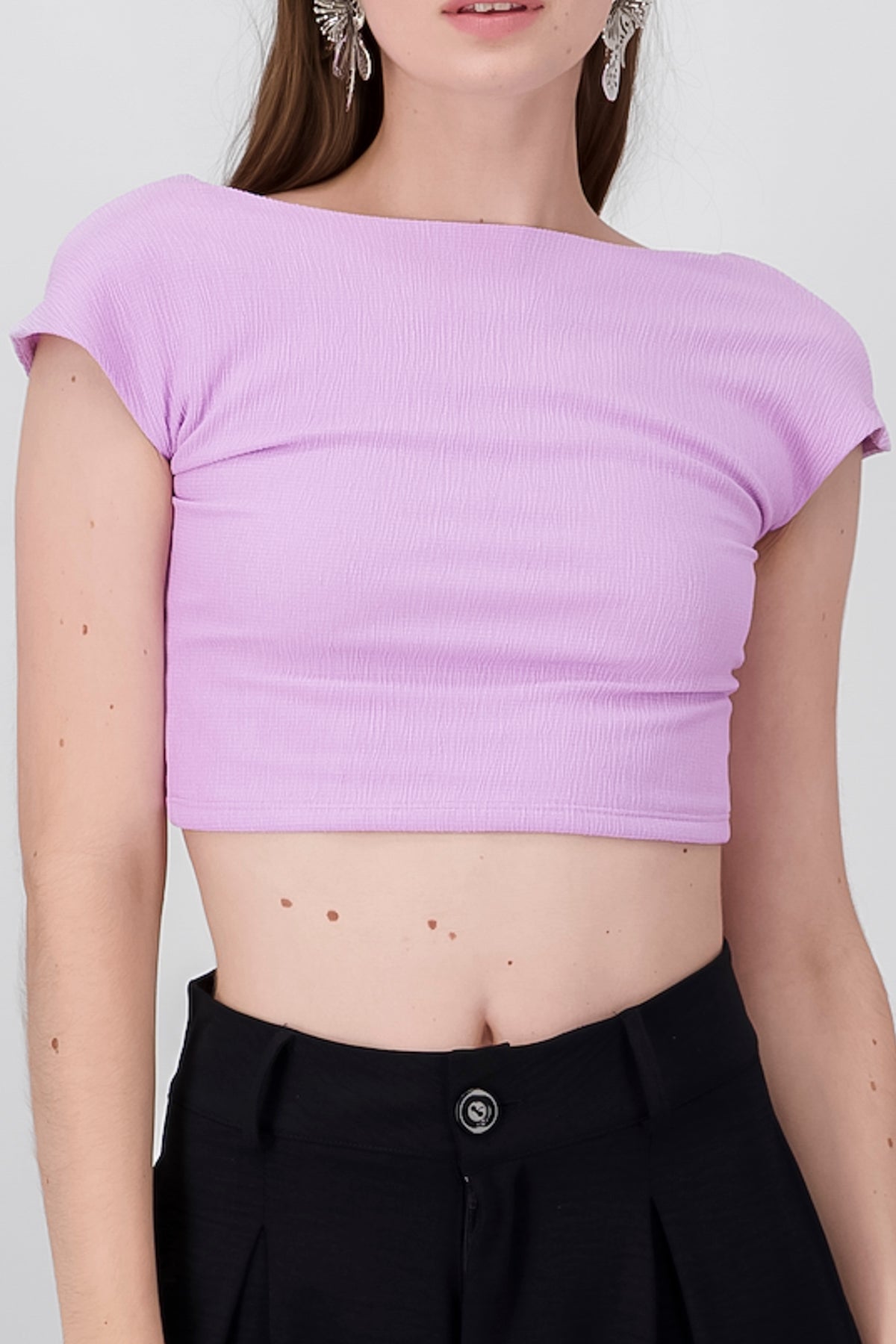 Crop top manga corta LILA