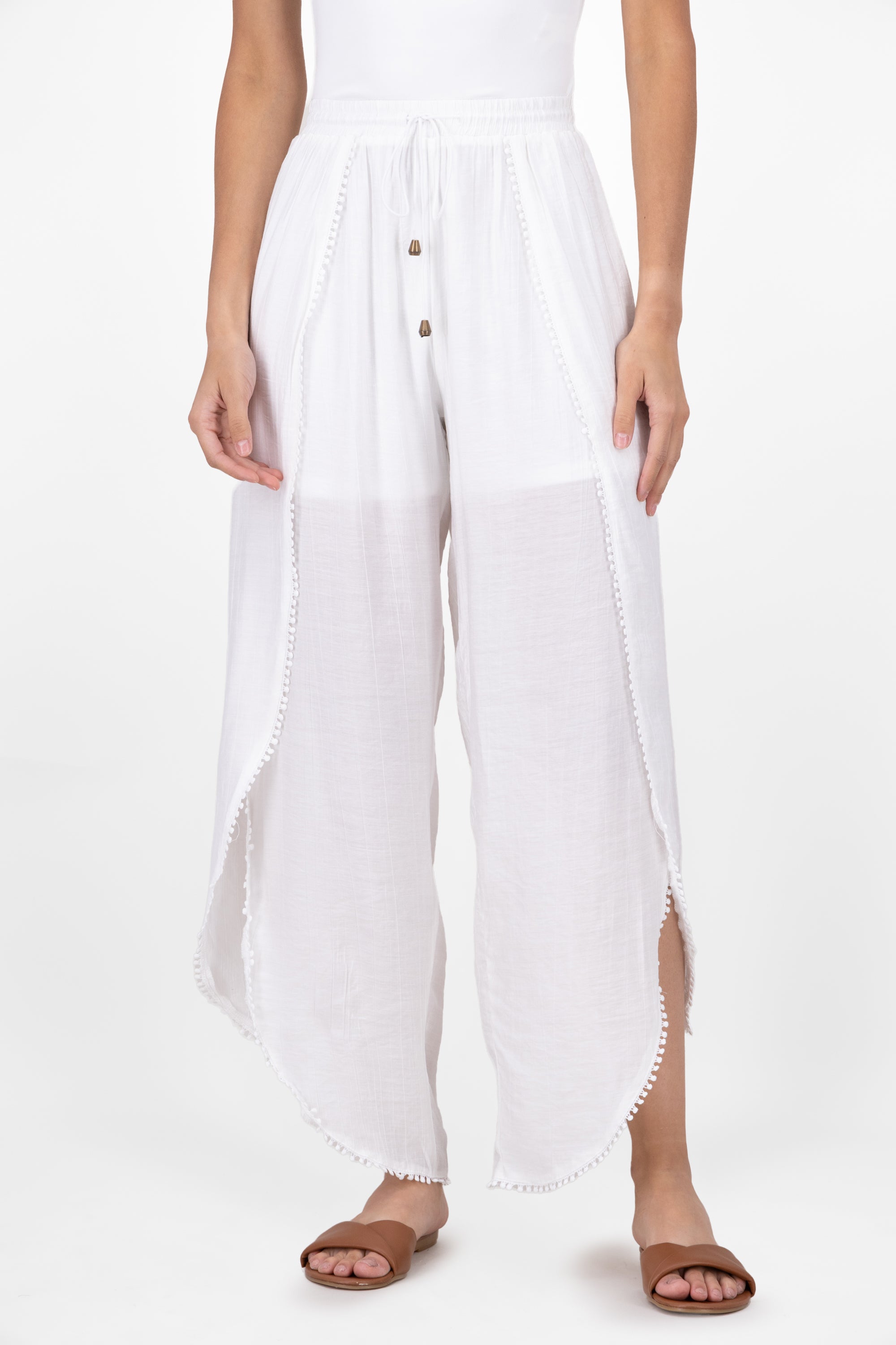 Pantalon Amplio Con Aberturas BLANCO