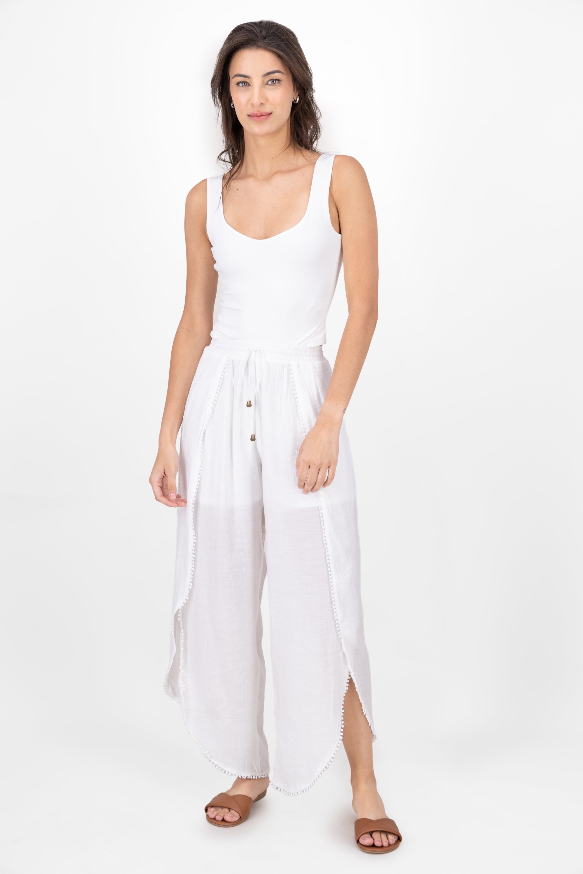 Pantalon Amplio Con Aberturas BLANCO