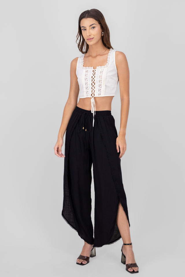 Pantalon Amplio Con Aberturas