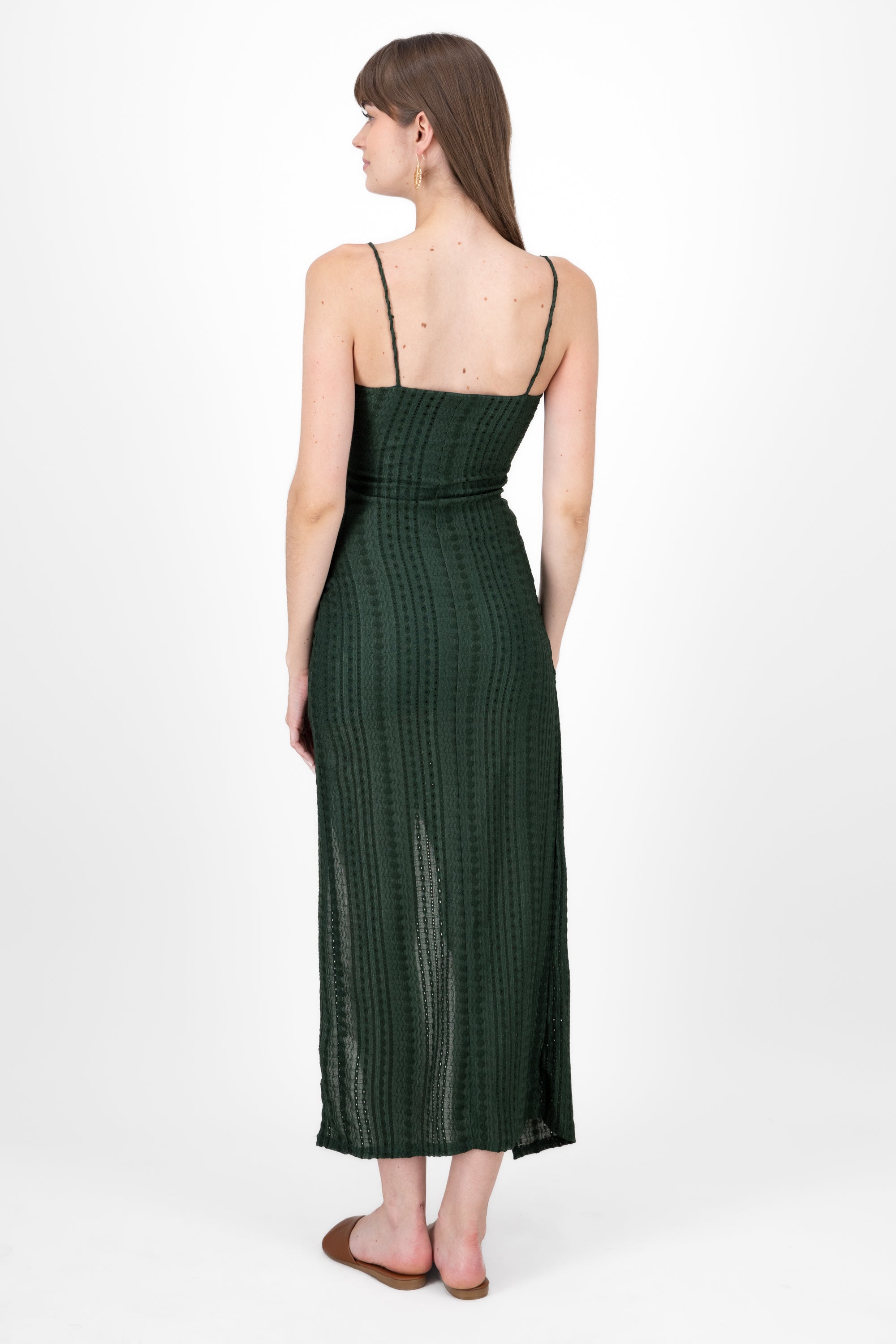 Vestido Maxi Textura VERDE CAZADOR